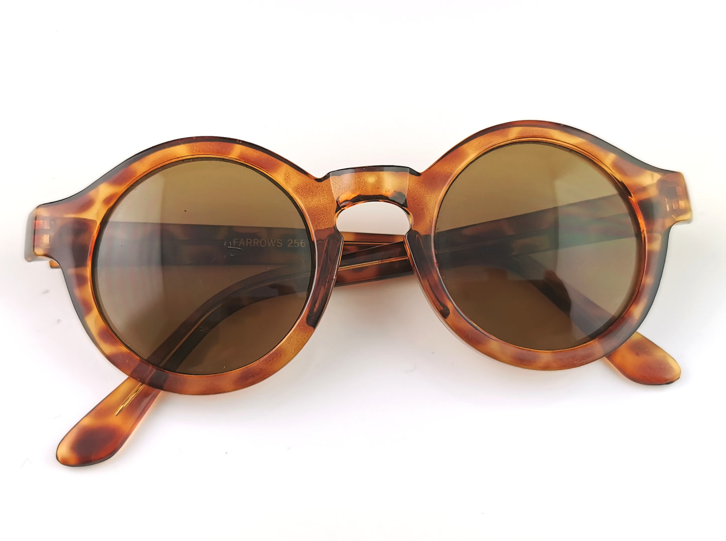 Vintage retro style round frame sunglasses, Linda Farrow, Faux tortoiseshell