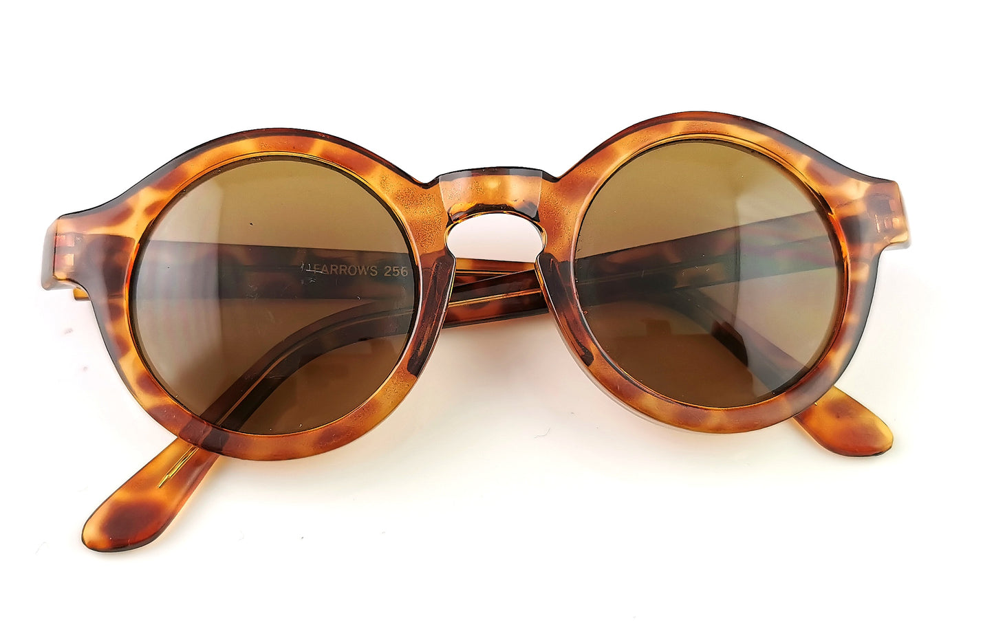 Vintage retro style round frame sunglasses, Linda Farrow, Faux tortoiseshell