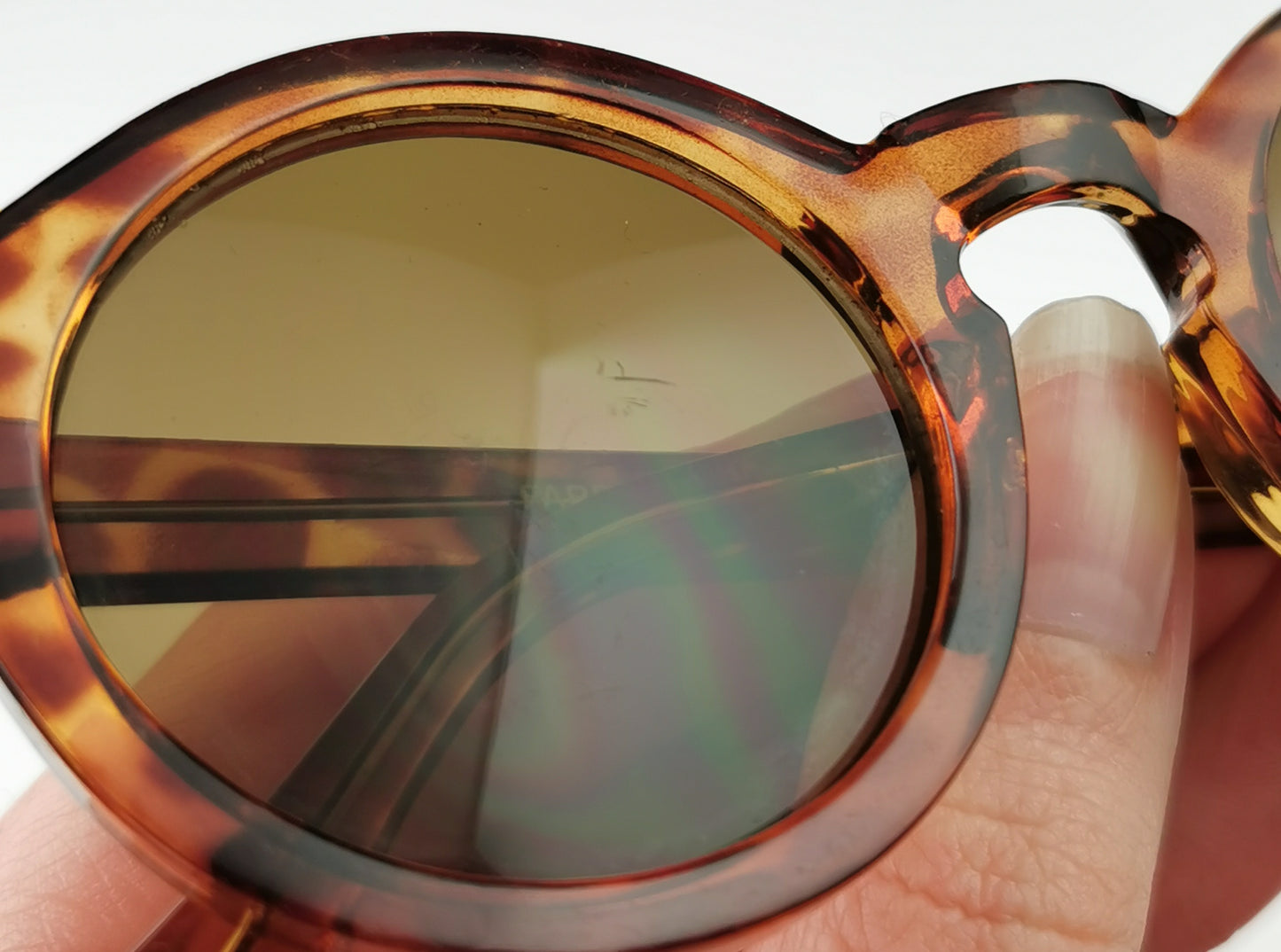 Vintage retro style round frame sunglasses, Linda Farrow, Faux tortoiseshell