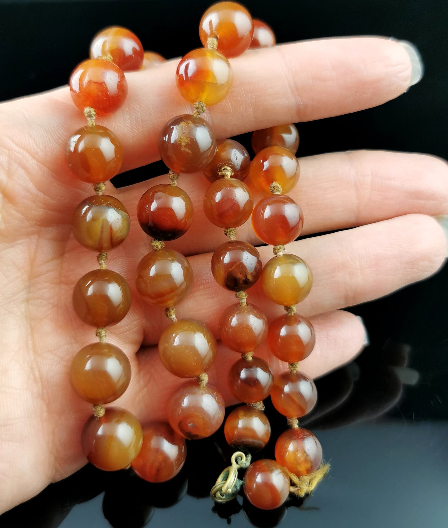 Antique Victorian Agate bead necklace, Carnelian