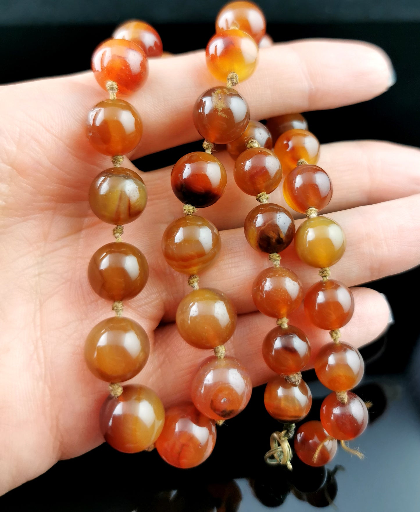 Antique Victorian Agate bead necklace, Carnelian