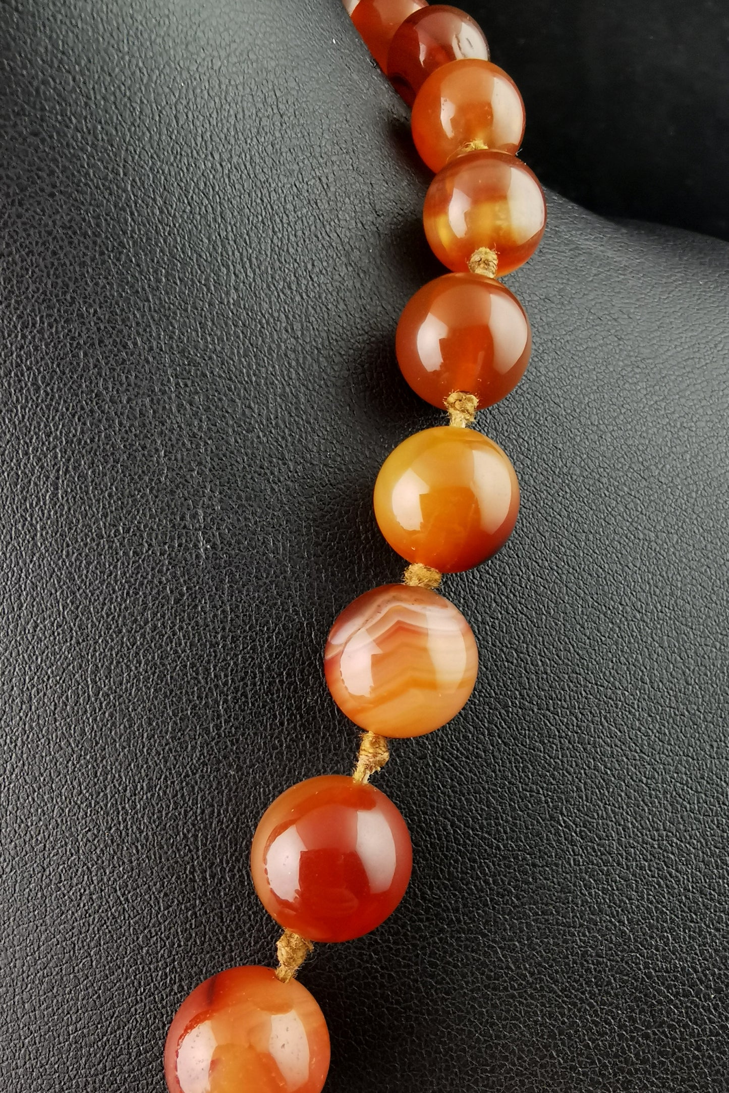 Antique Victorian Agate bead necklace, Carnelian