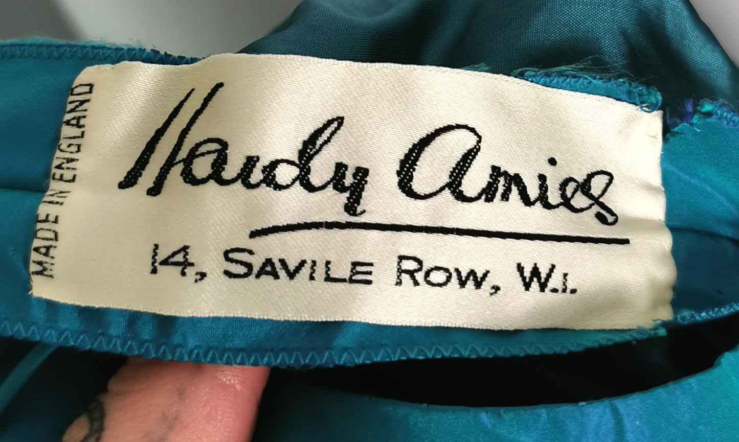 Vintage Hardy Amies couture two piece silk dress, Evening gown, Jacket