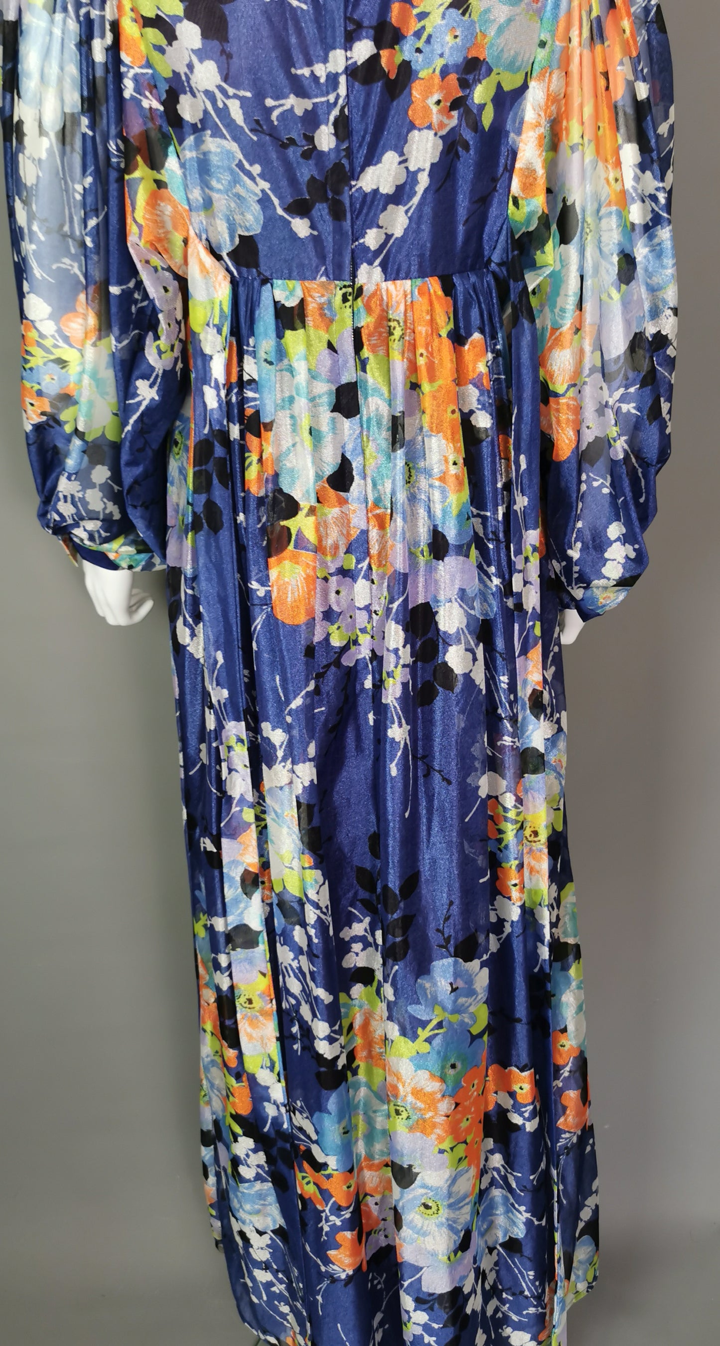 Vintage 1970s blue floral maxi dress, Boho