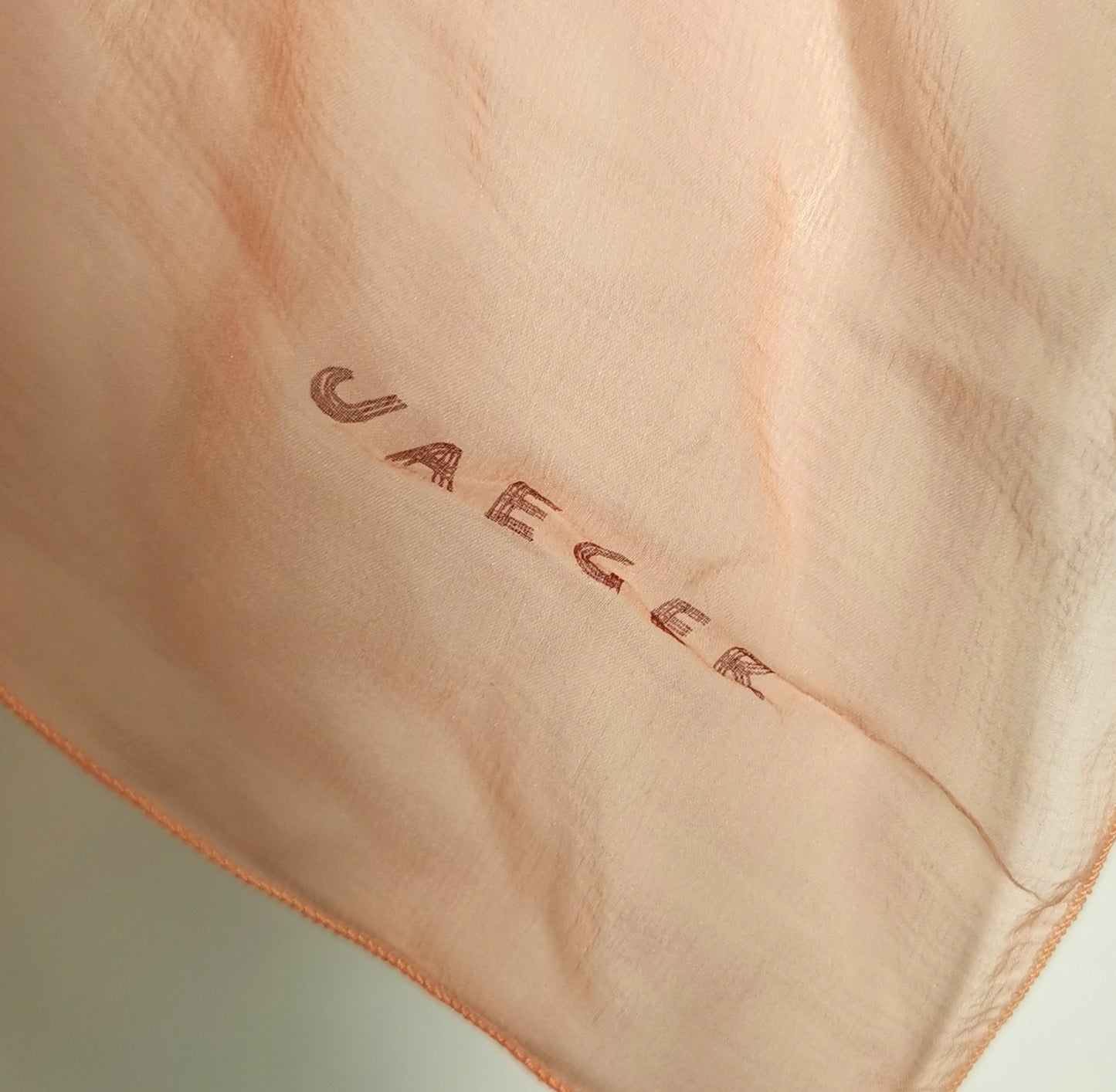 Vintage Jaeger peach silk chiffon scarf, long length