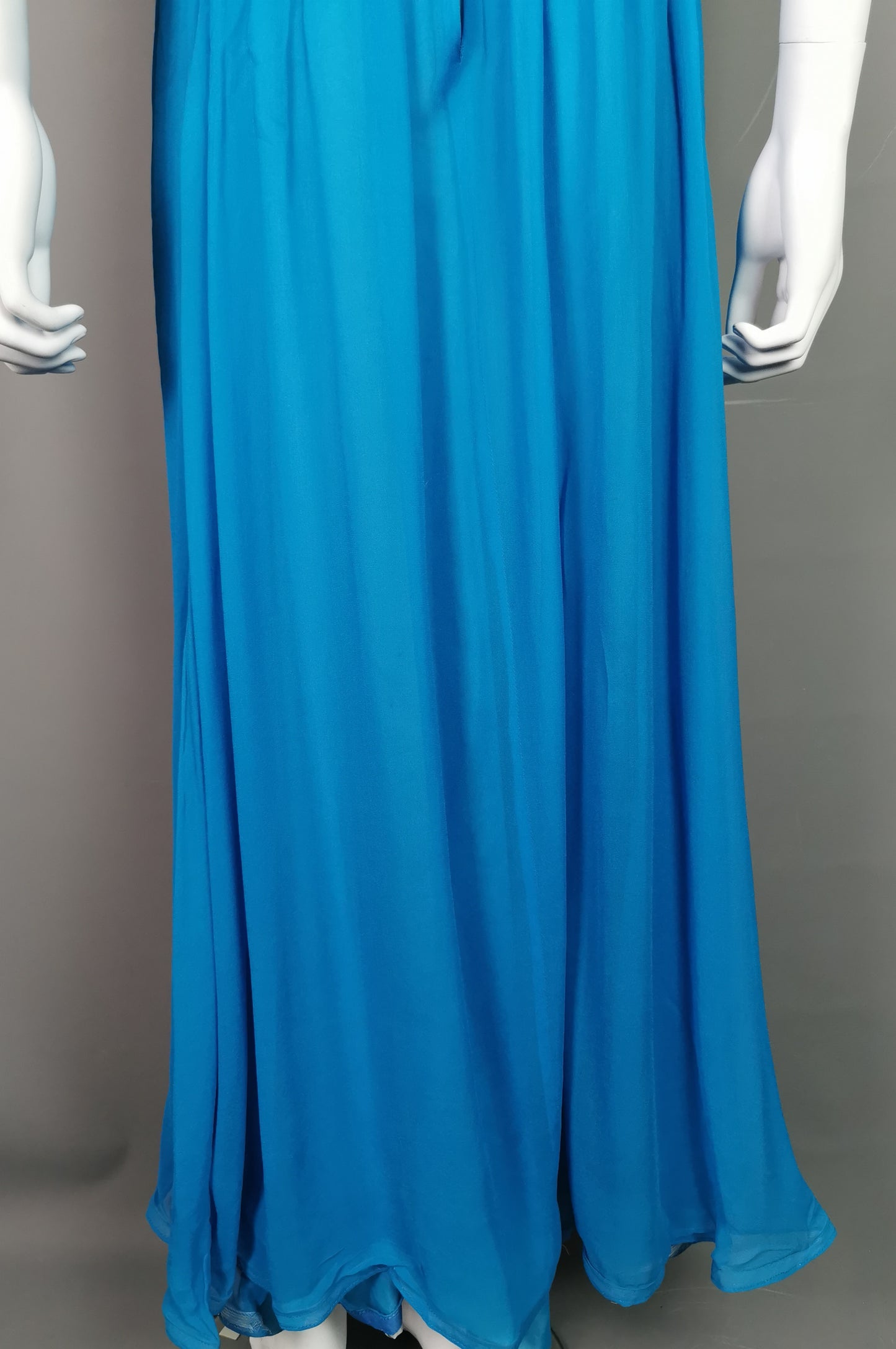 Vintage Emma Domb blue silk chiffon evening dress