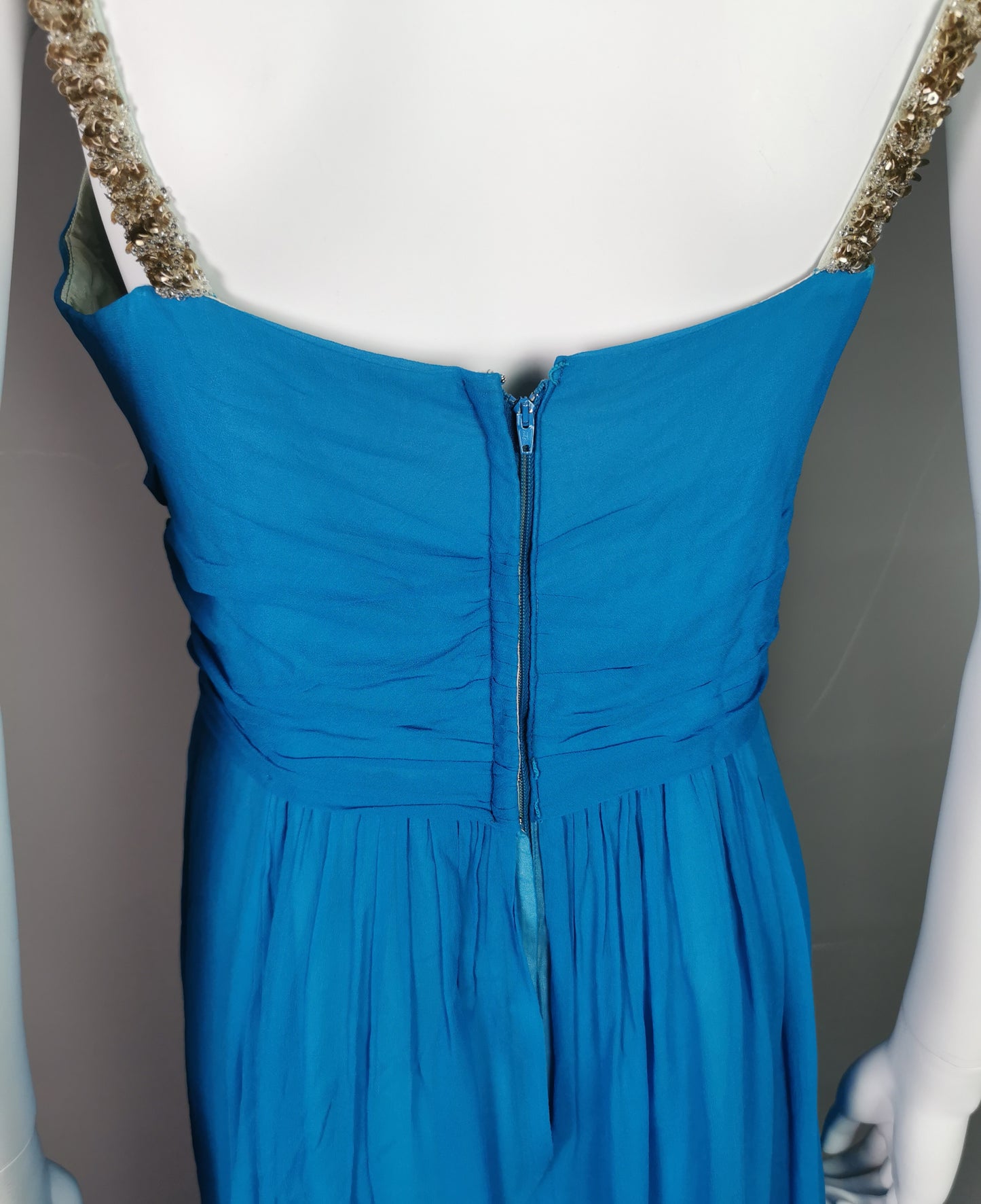 Vintage Emma Domb blue silk chiffon evening dress