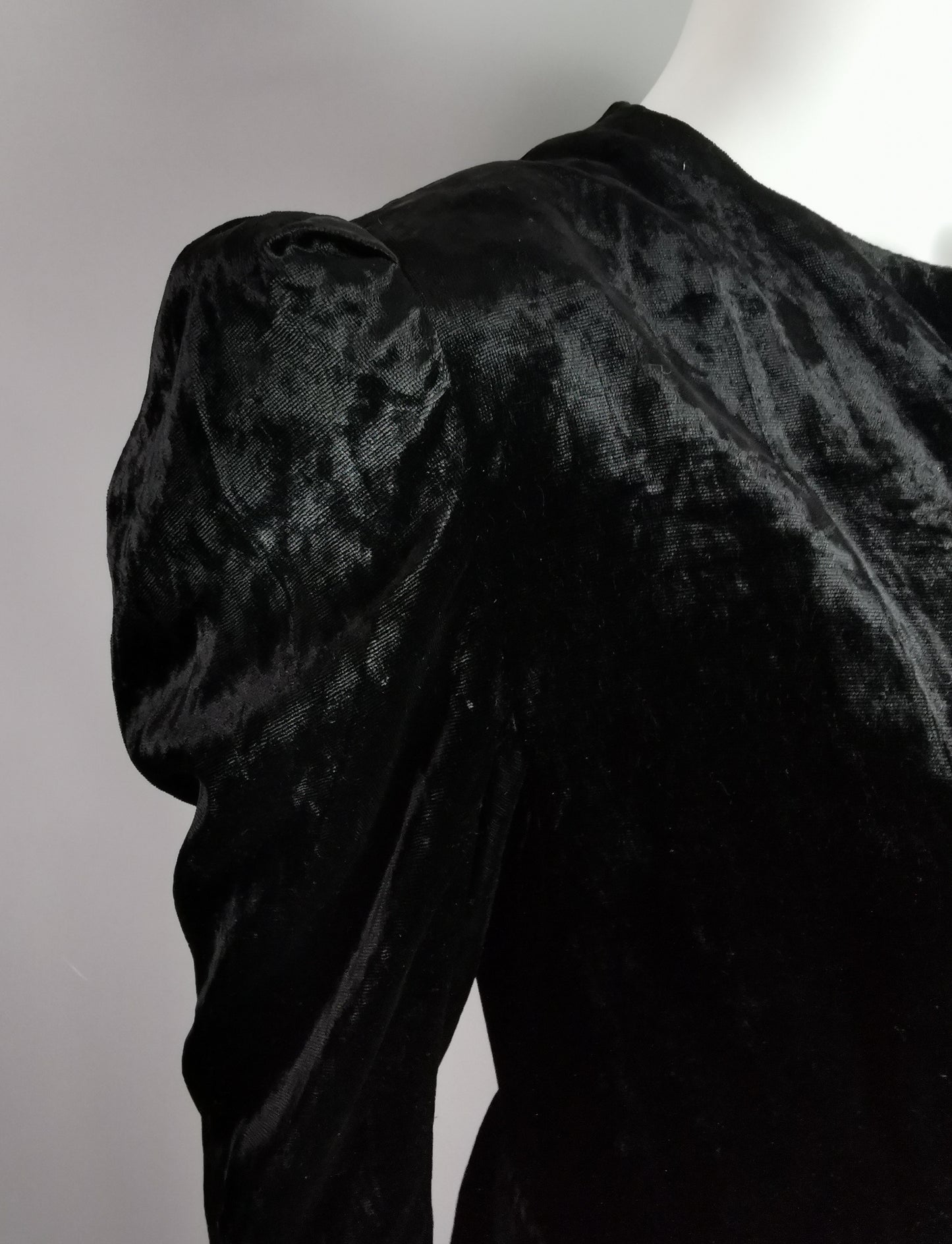 Vintage Art Deco black velvet opera coat, jacket