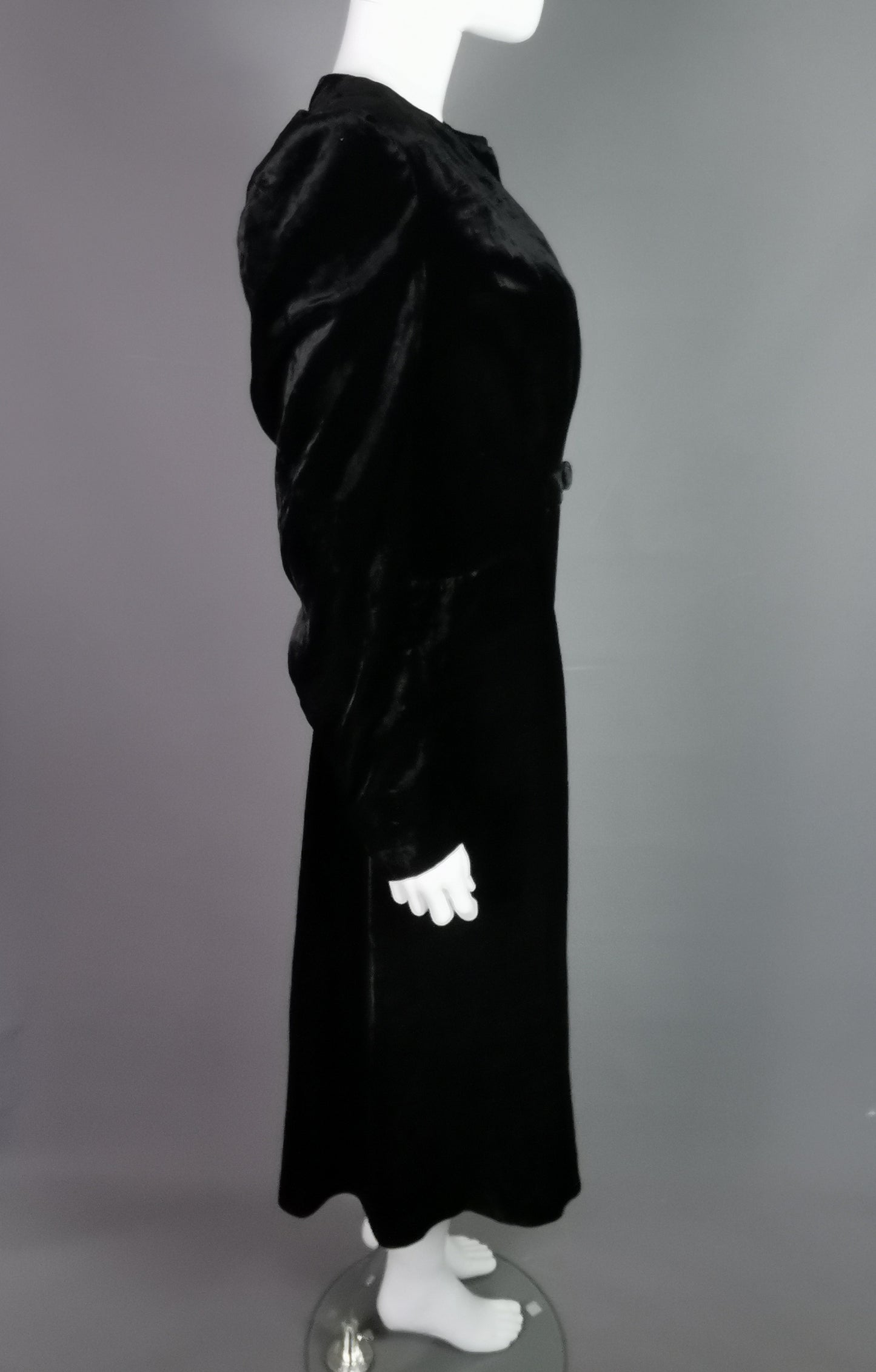 Vintage Art Deco black velvet opera coat, jacket