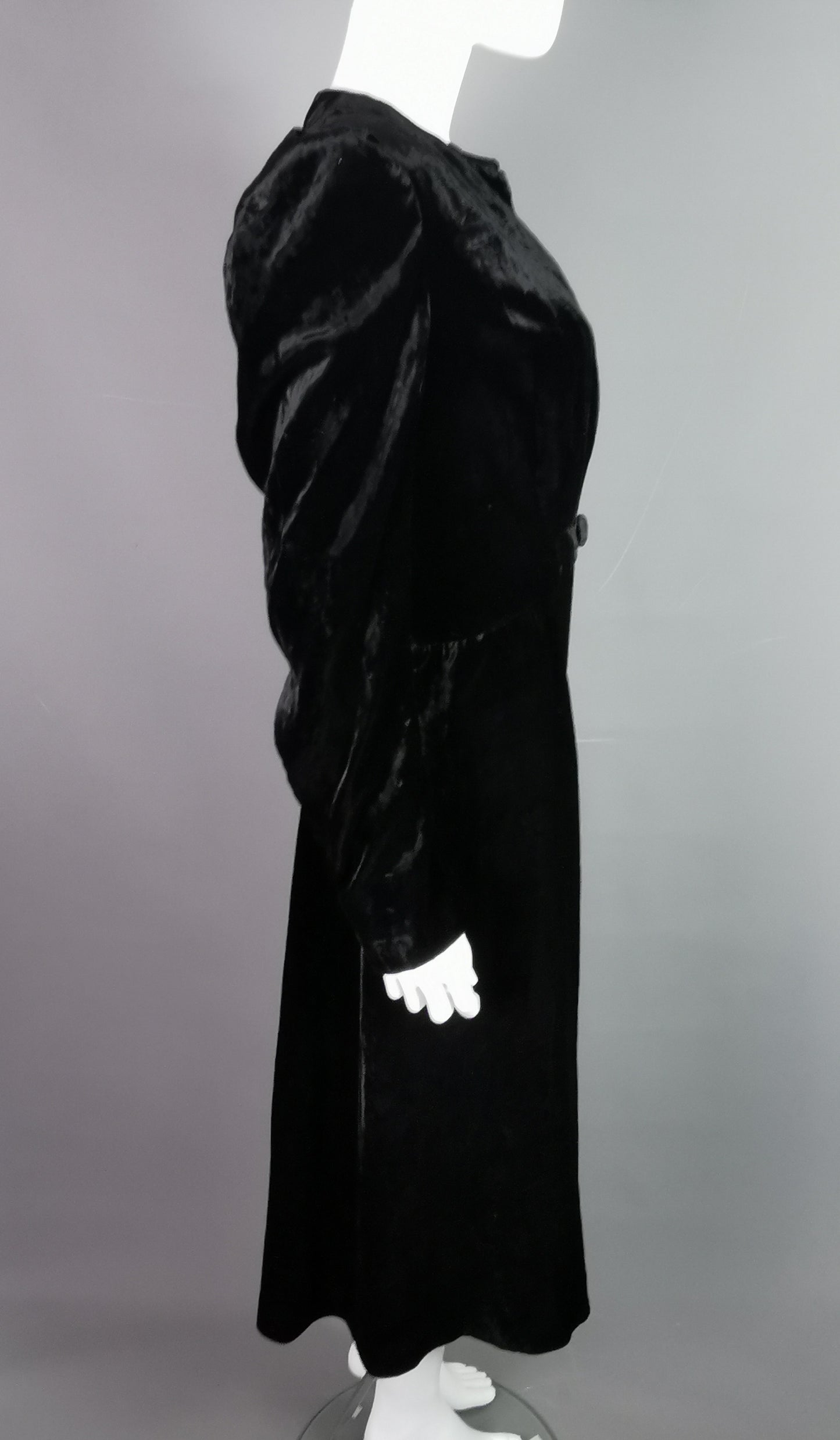 Vintage Art Deco black velvet opera coat, jacket