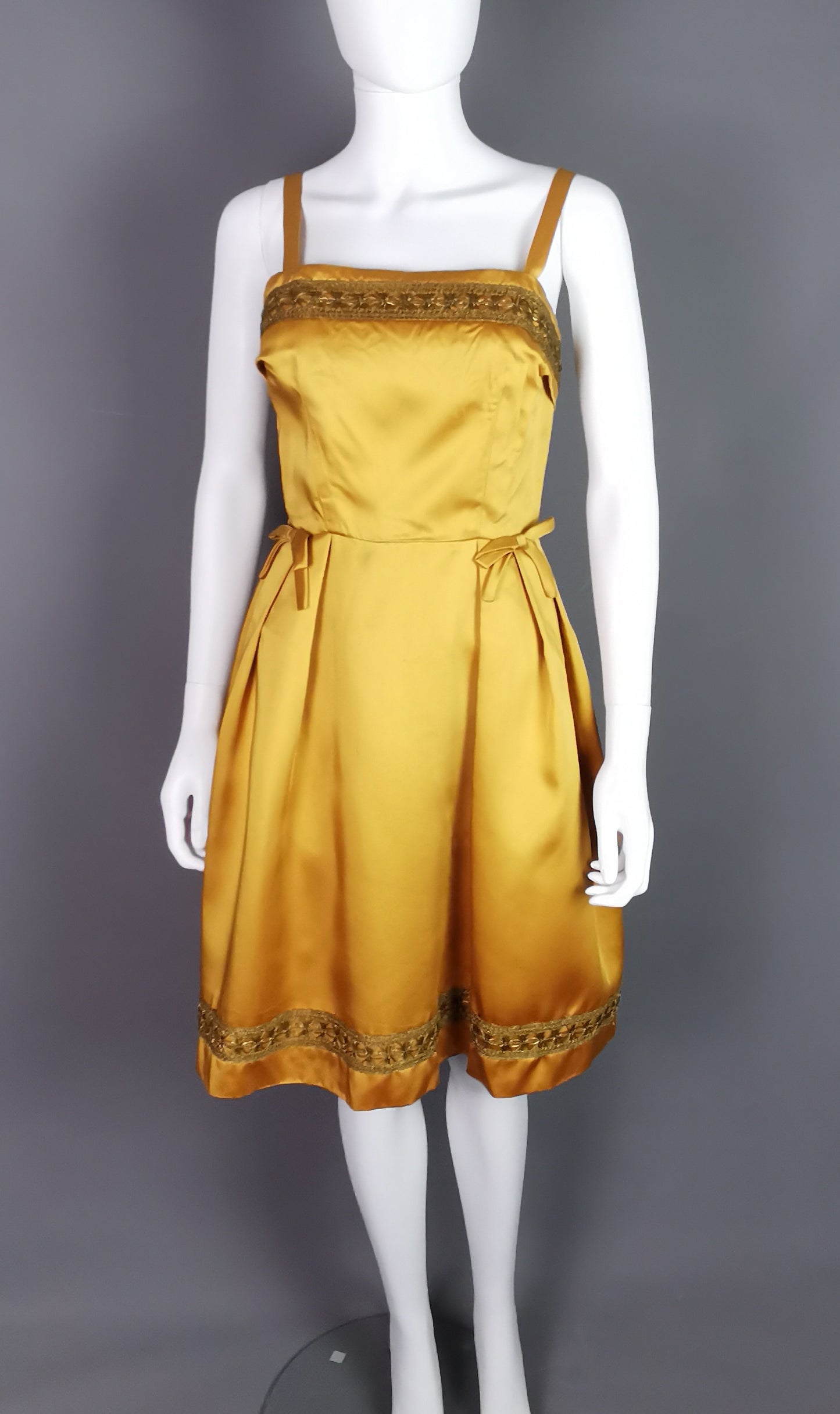 Vintage Copper satin cocktail dress, c1960s Kitty Copeland