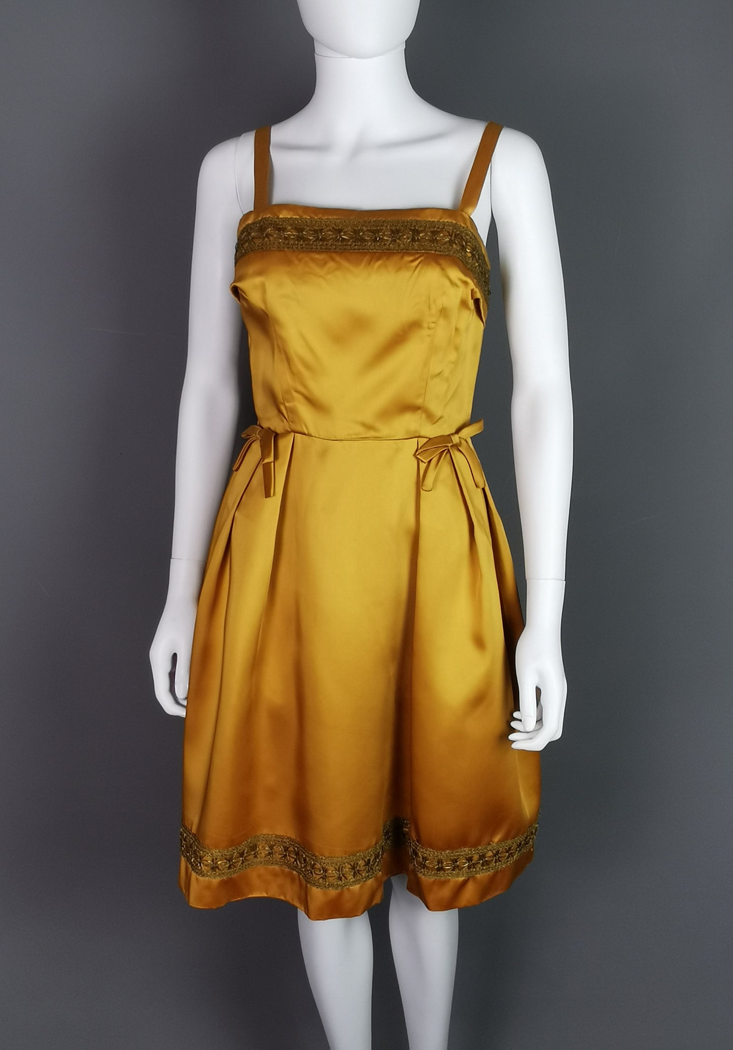 Vintage Copper satin cocktail dress, c1960s Kitty Copeland