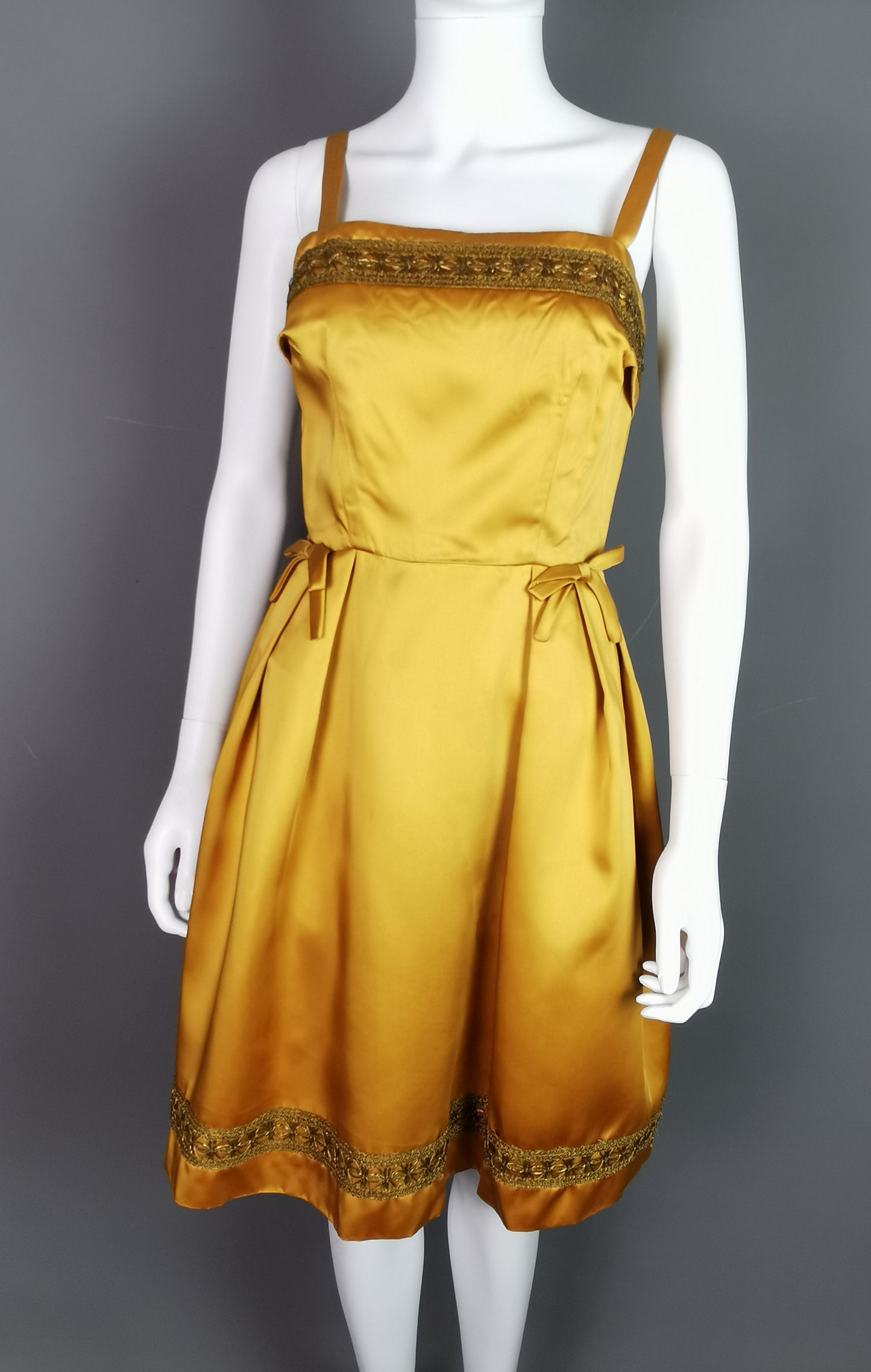 Vintage Copper satin cocktail dress, c1960s Kitty Copeland