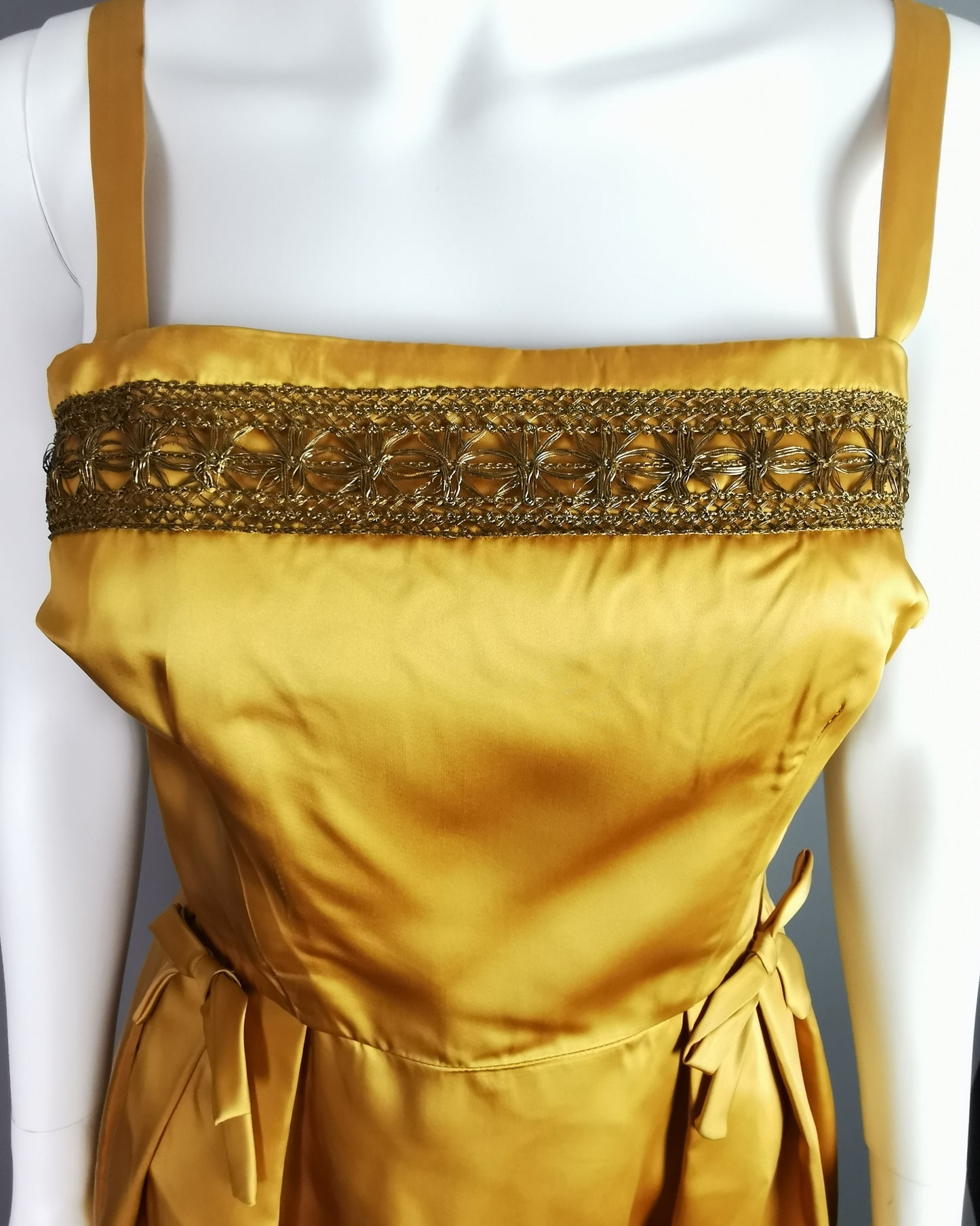 Vintage Copper satin cocktail dress, c1960s Kitty Copeland