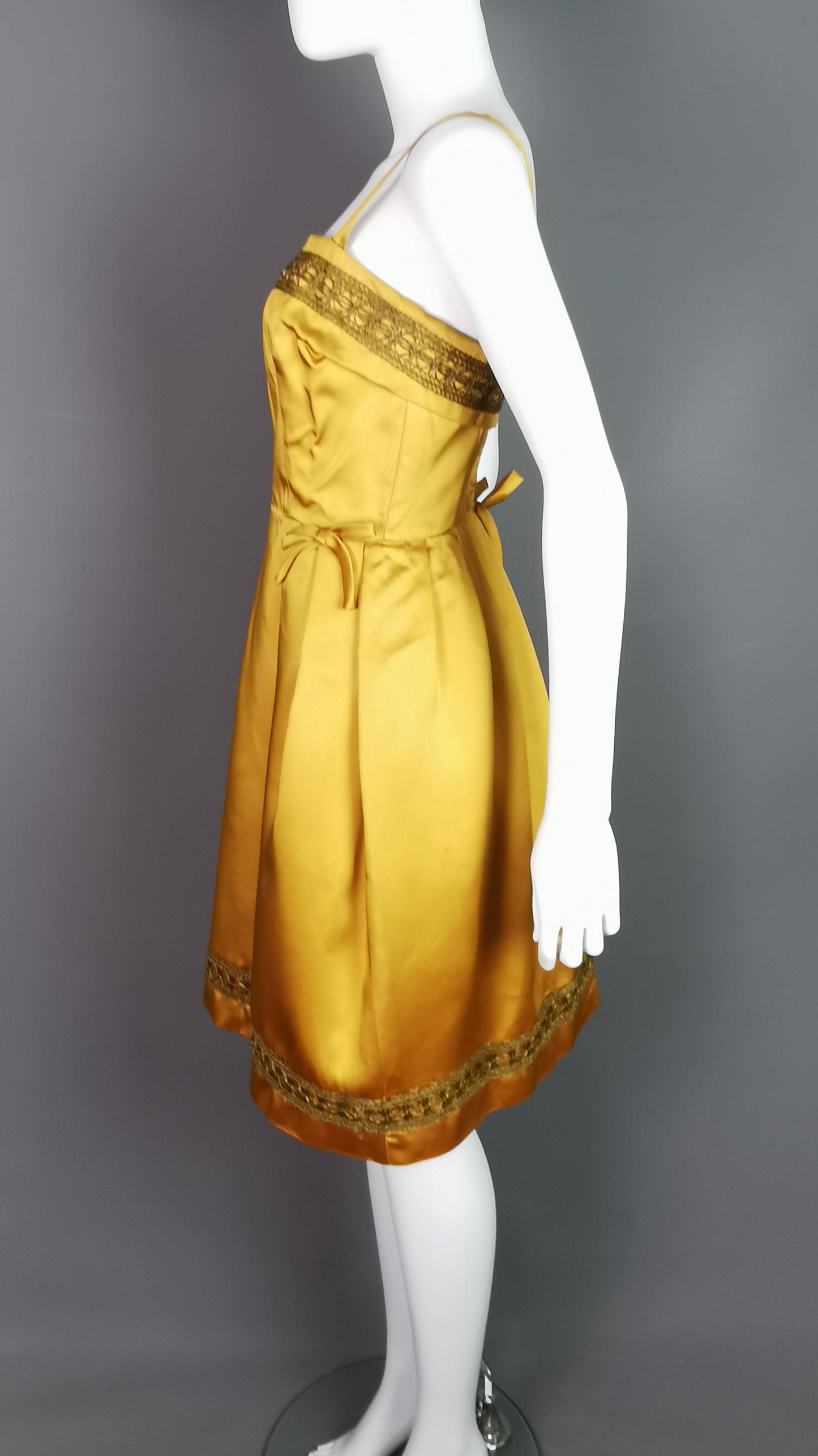 Vintage Copper satin cocktail dress, c1960s Kitty Copeland