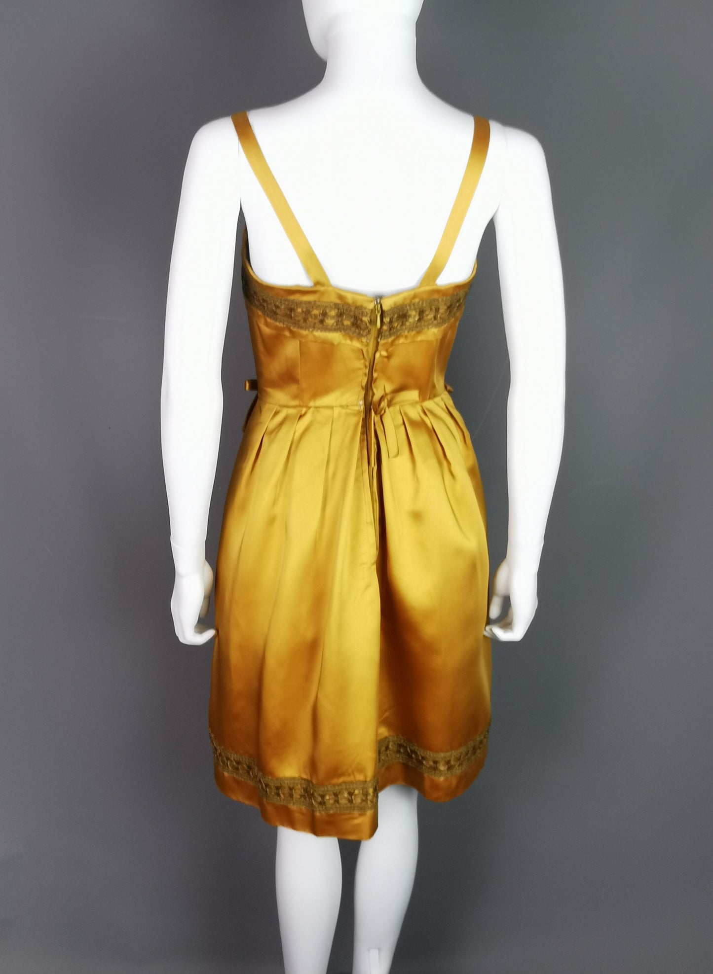 Vintage Copper satin cocktail dress, c1960s Kitty Copeland
