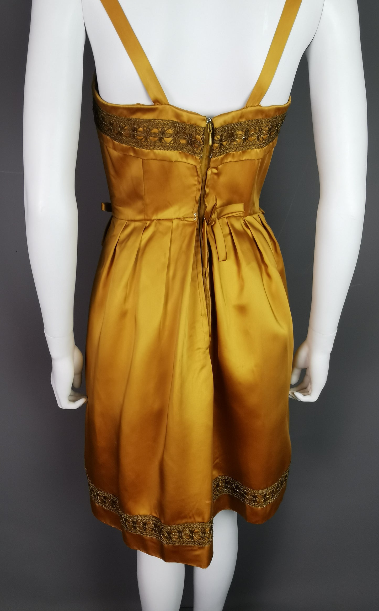 Vintage Copper satin cocktail dress, c1960s Kitty Copeland