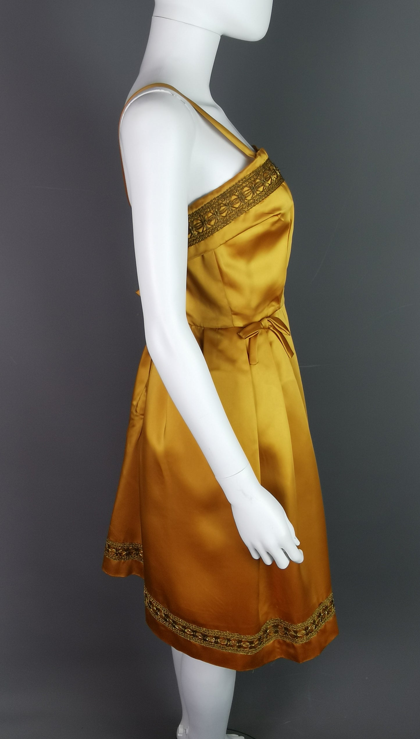 Vintage Copper satin cocktail dress, c1960s Kitty Copeland