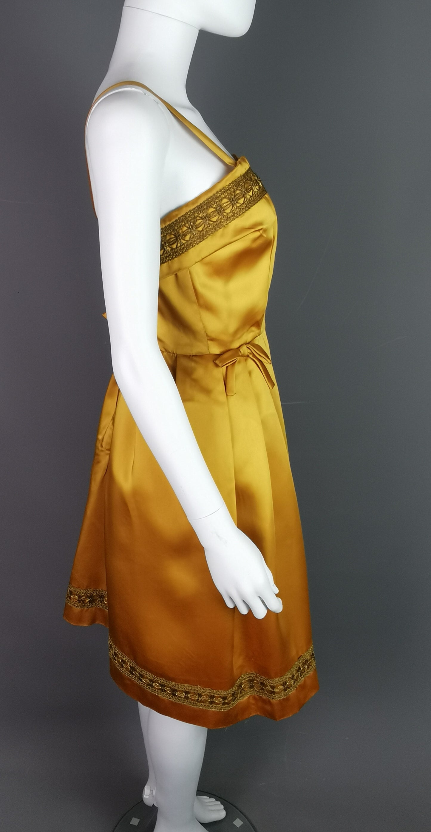 Vintage Copper satin cocktail dress, c1960s Kitty Copeland