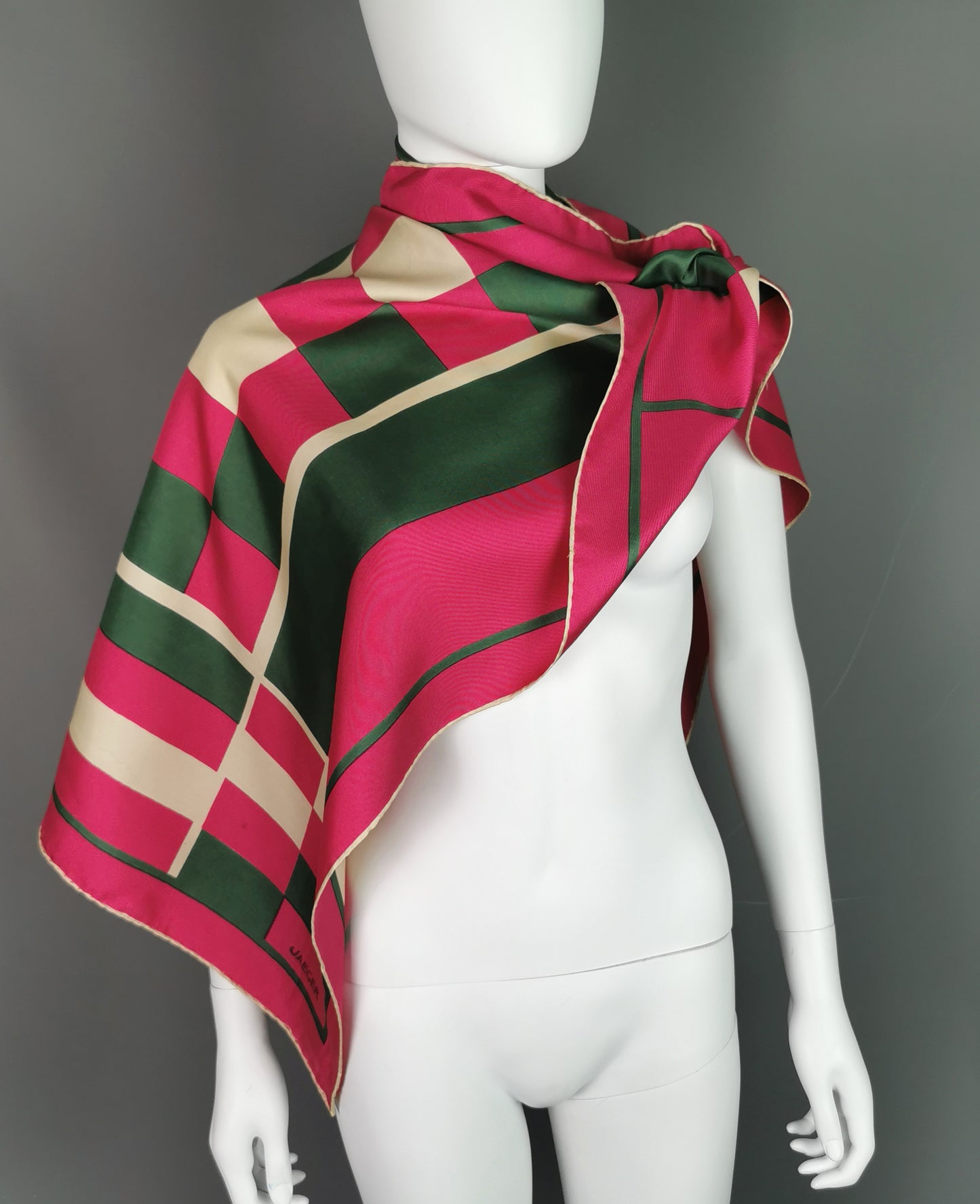 Vintage Jaeger silk scarf, Abstract pattern