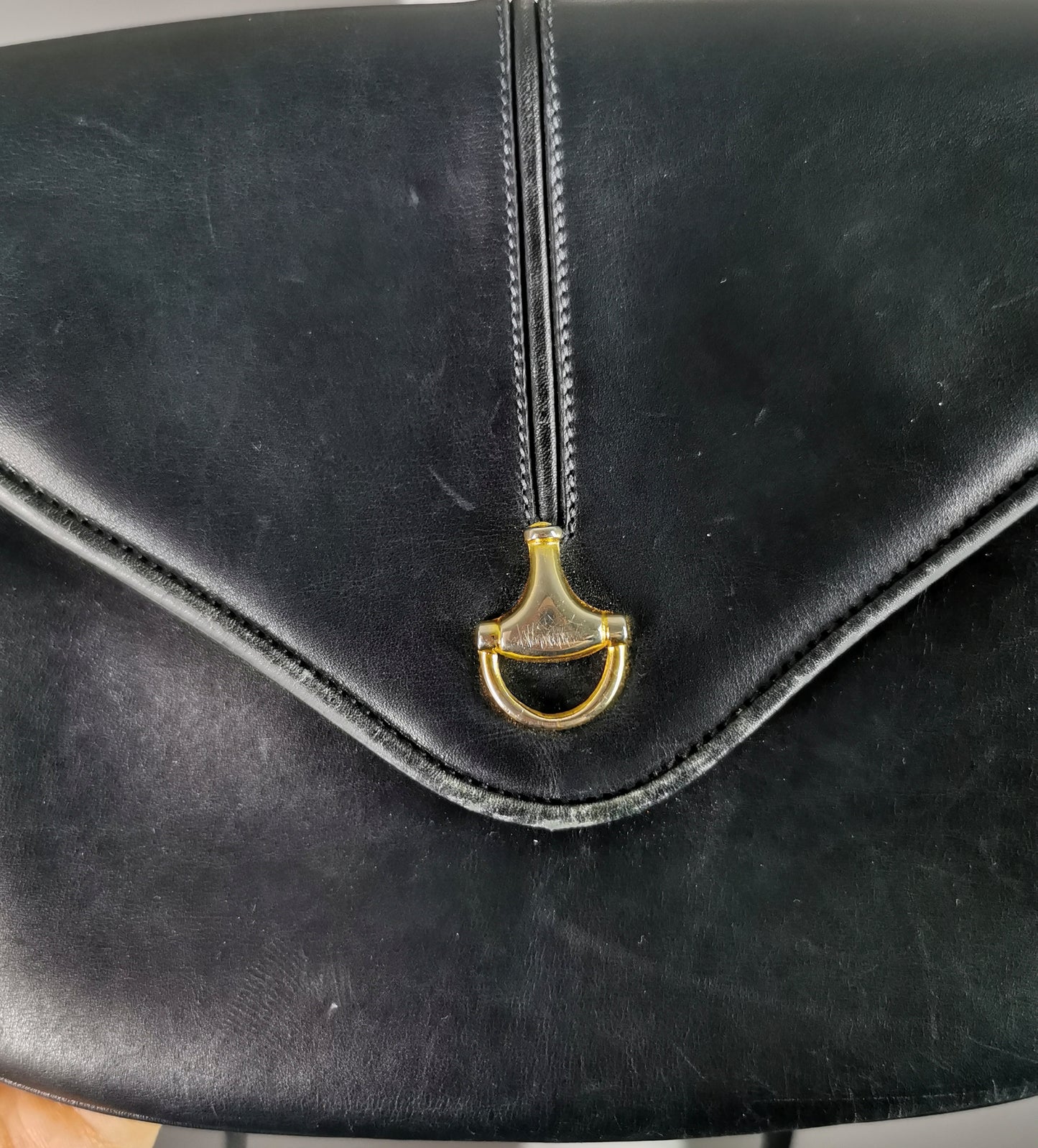 Vintage c1960s Gucci navy leather handbag