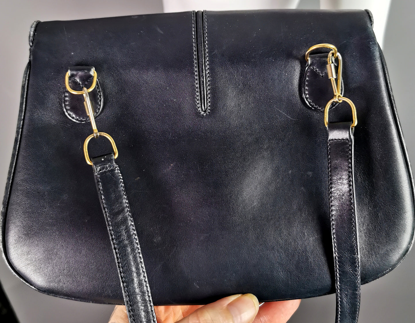 Vintage c1960s Gucci navy leather handbag