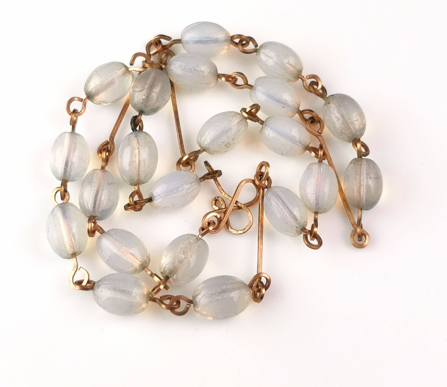 Vintage Art Deco opaline glass bead necklace
