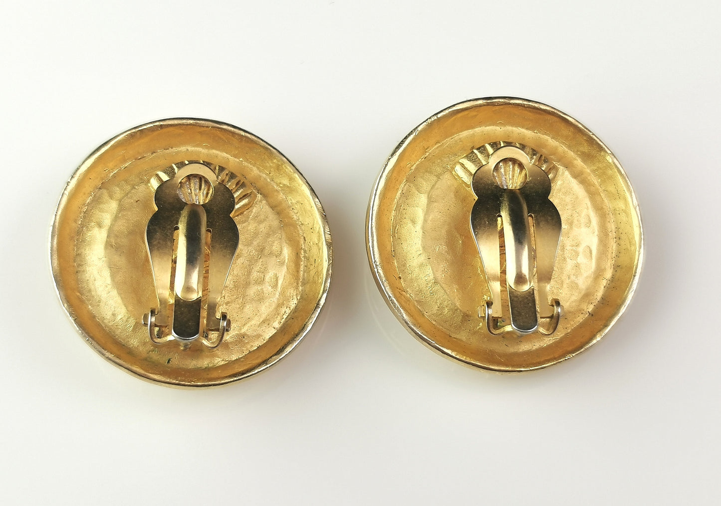 Vintage Karl Lagerfeld clip on earrings, Logo, gold tone