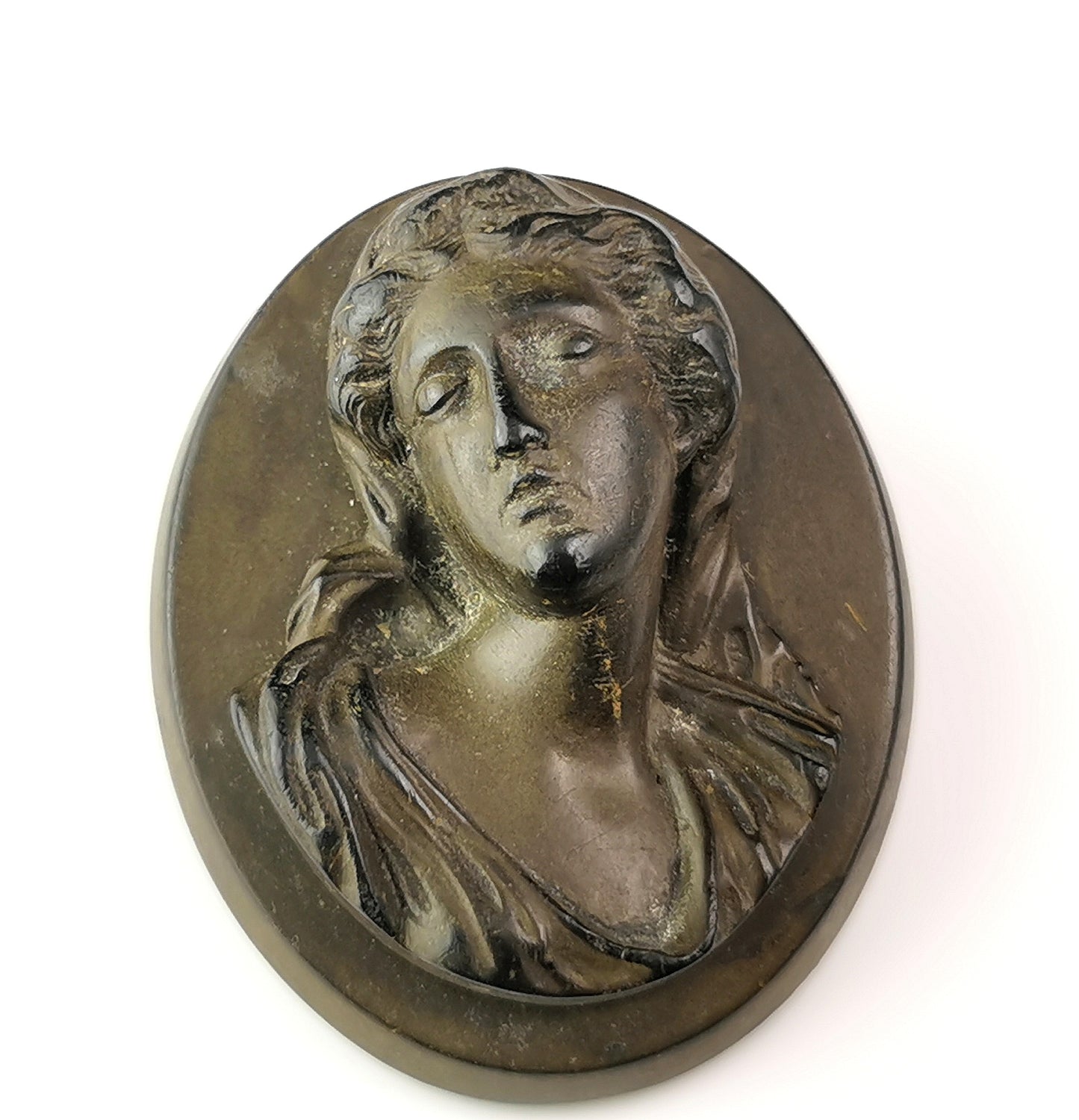 Antique Victorian Vulcanite cameo brooch