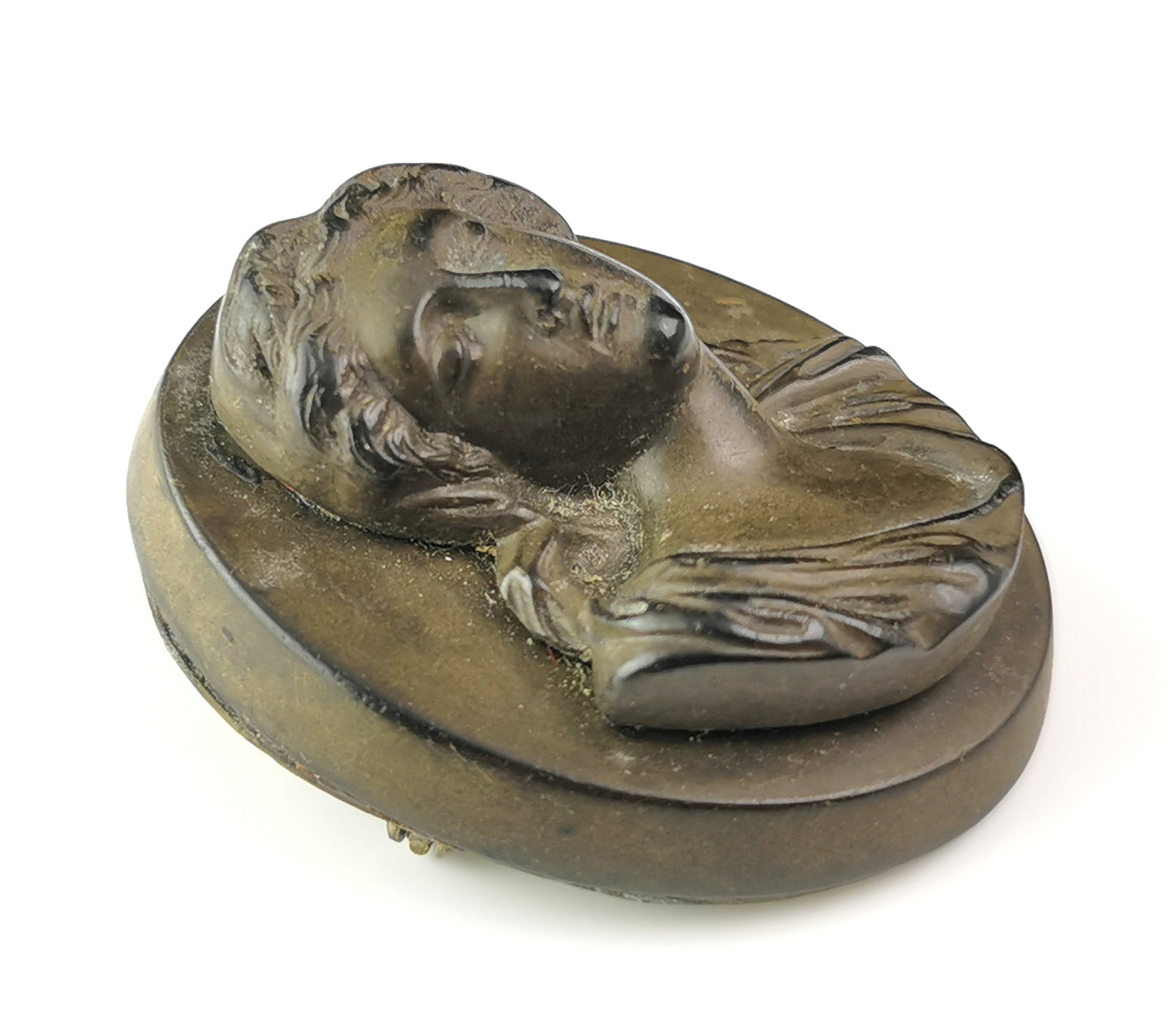 Antique Victorian Vulcanite cameo brooch