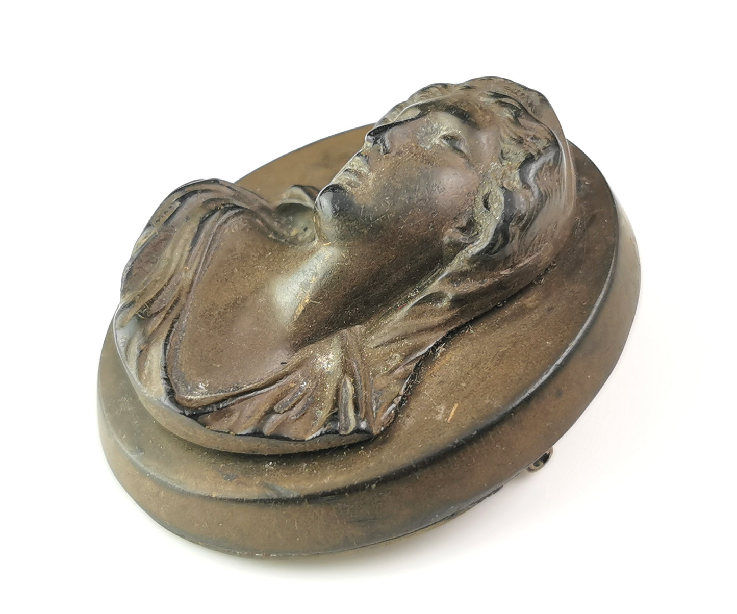 Antique Victorian Vulcanite cameo brooch