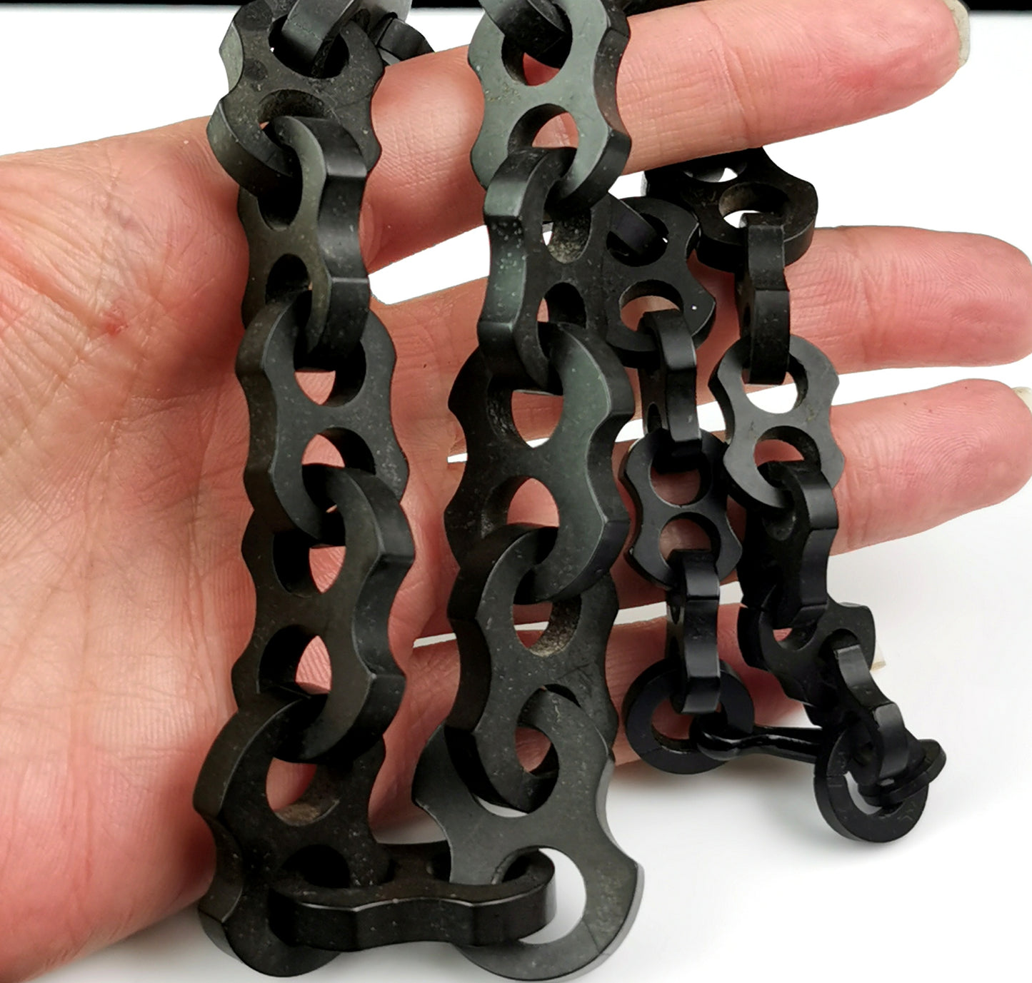 Antique Victorian Vulcanite chain necklace, chunky mariner link