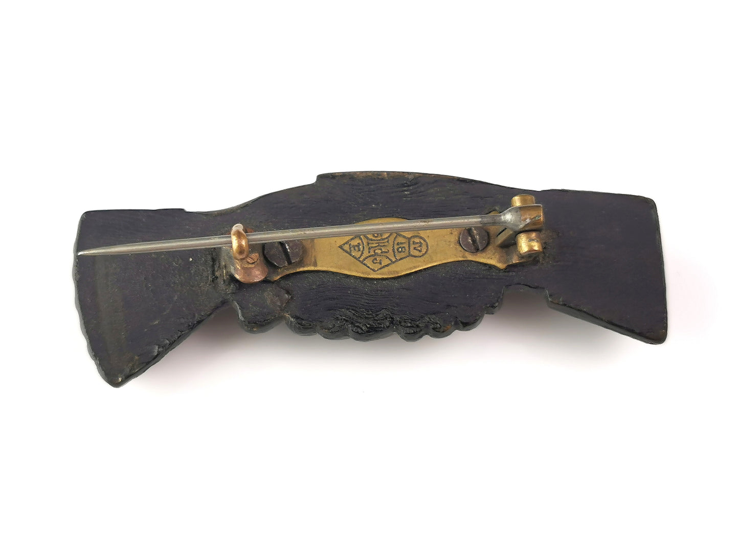 Antique Victorian clasped hands brooch, Bog oak