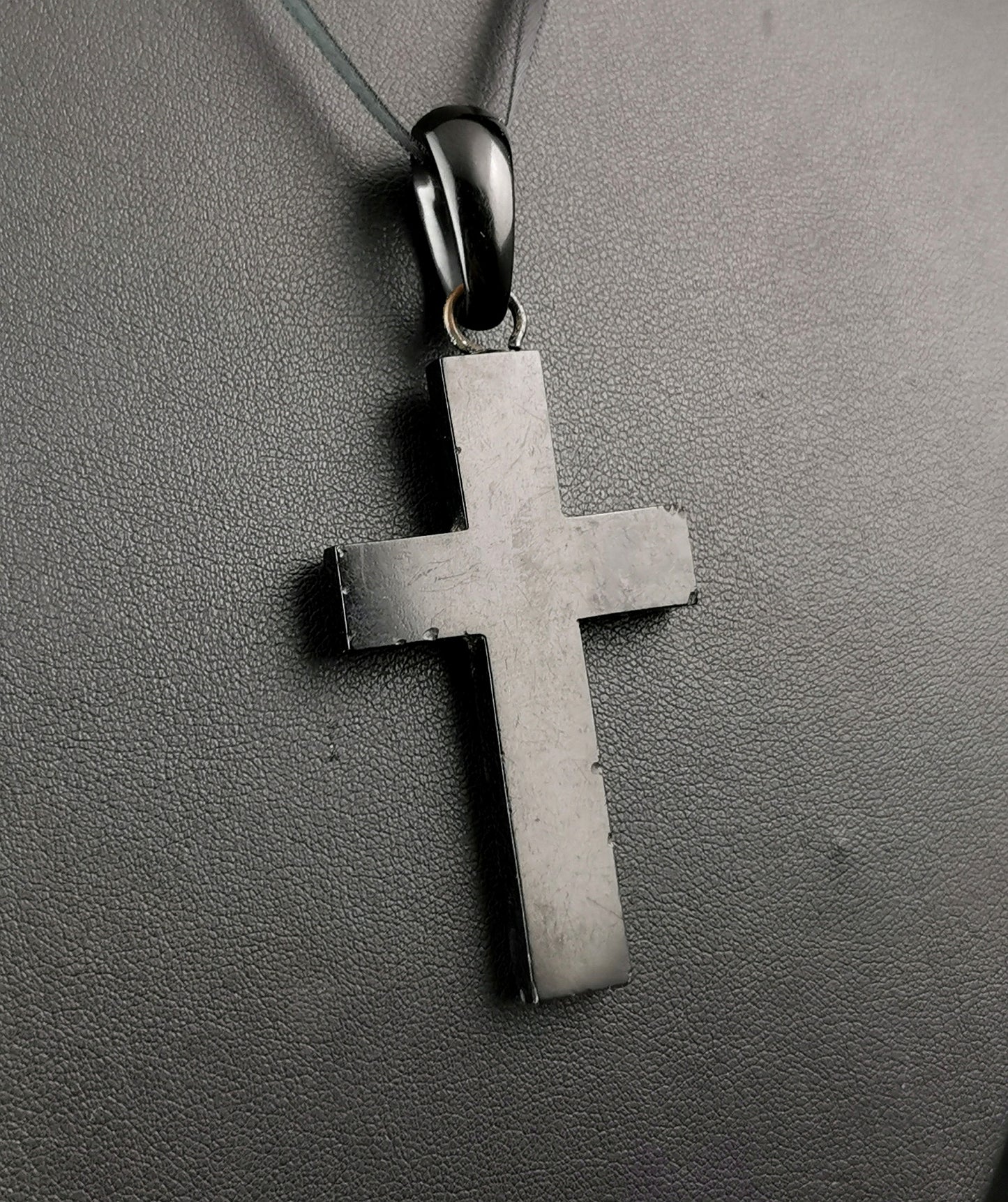 Antique Victorian Whitby Jet Cross pendant, Mourning