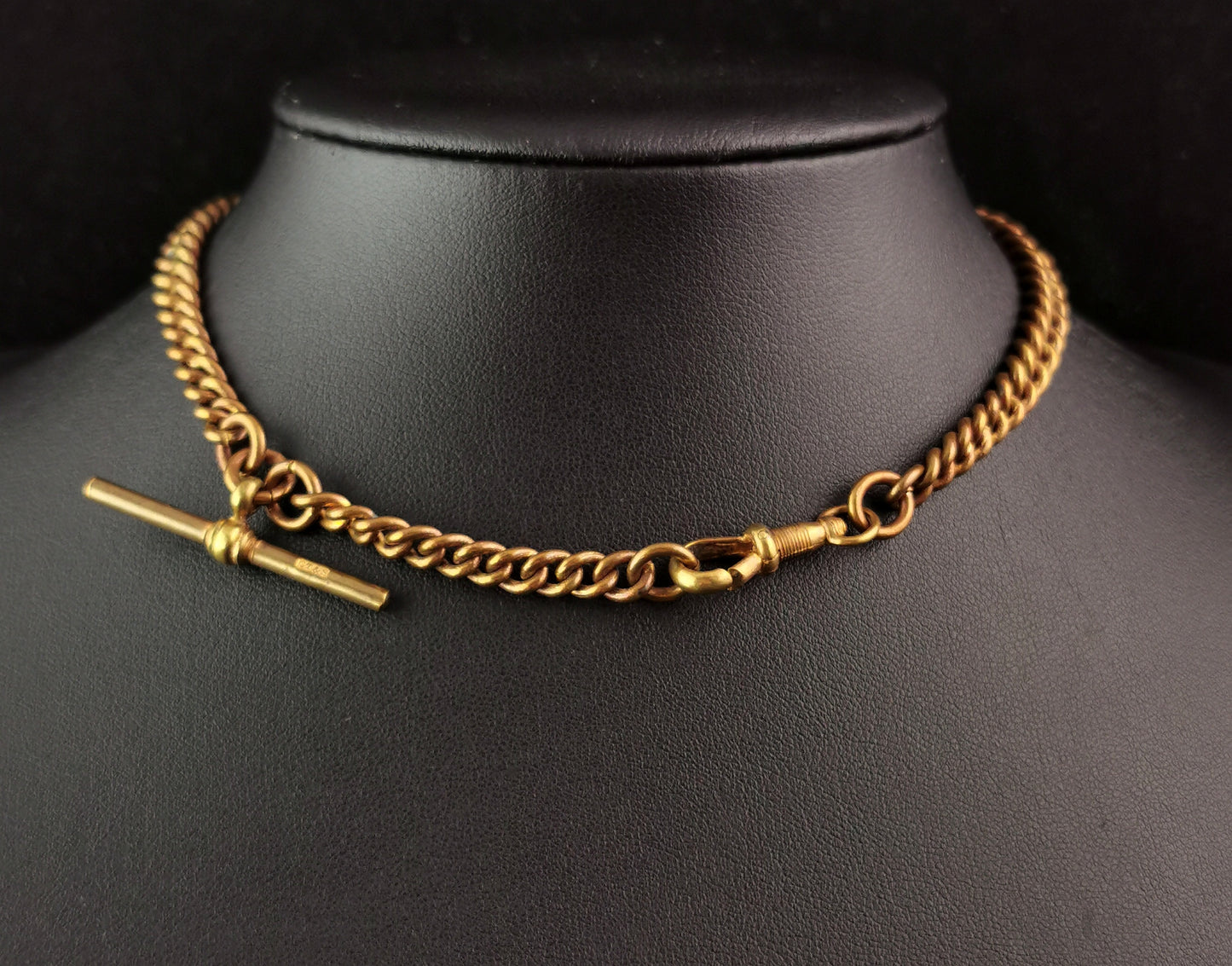 Antique gilt brass Albert chain, watch chain, Victorian