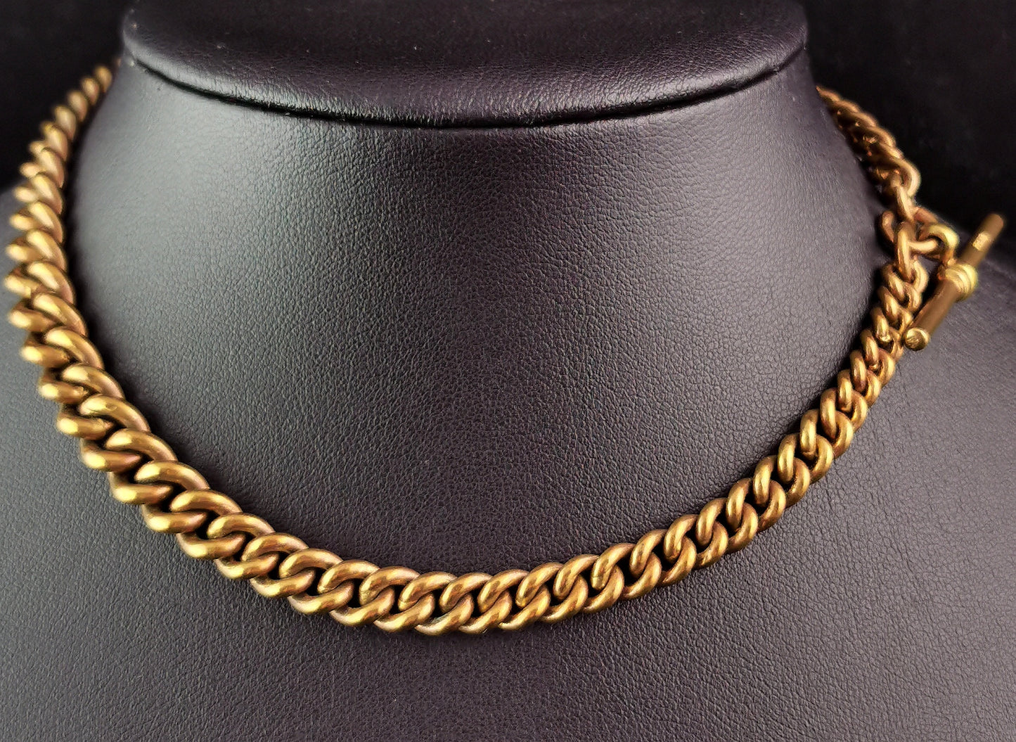 Antique gilt brass Albert chain, watch chain, Victorian