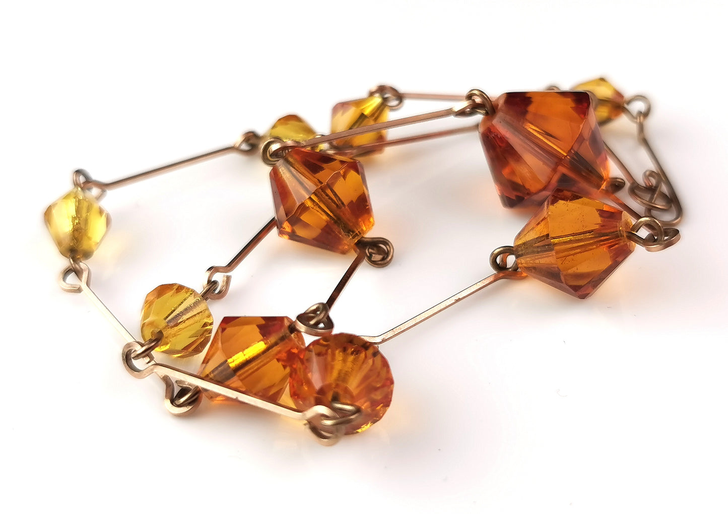 Vintage Art Deco Amber glass bead necklace