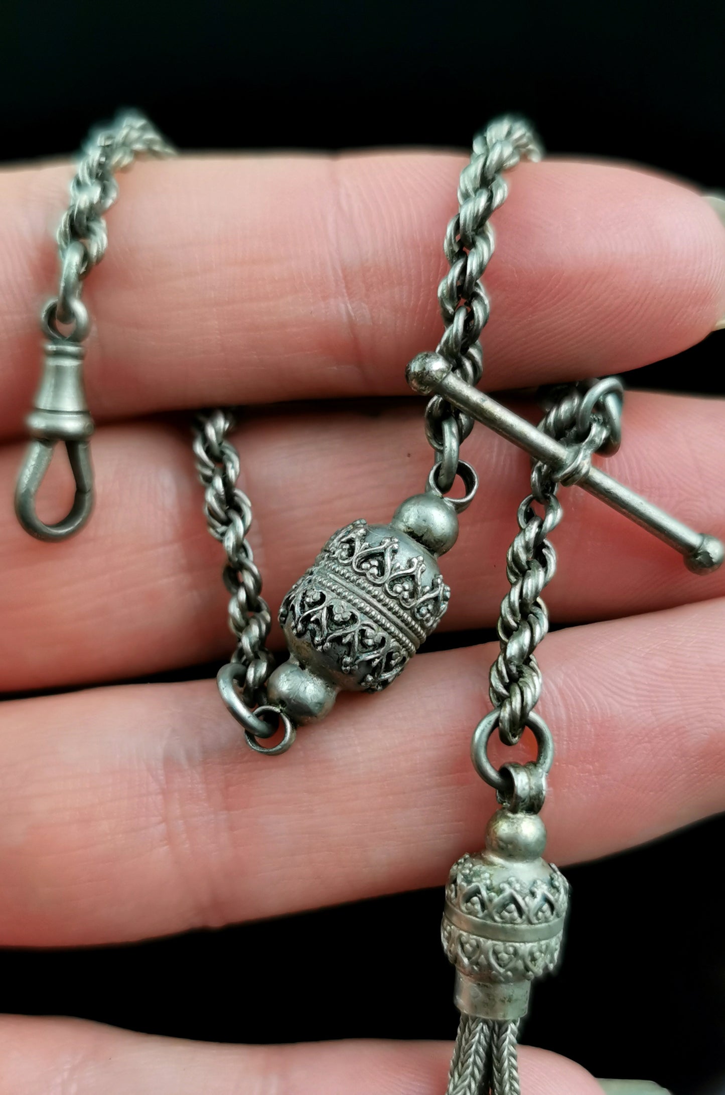 Antique Victorian silver plated Albertina chain