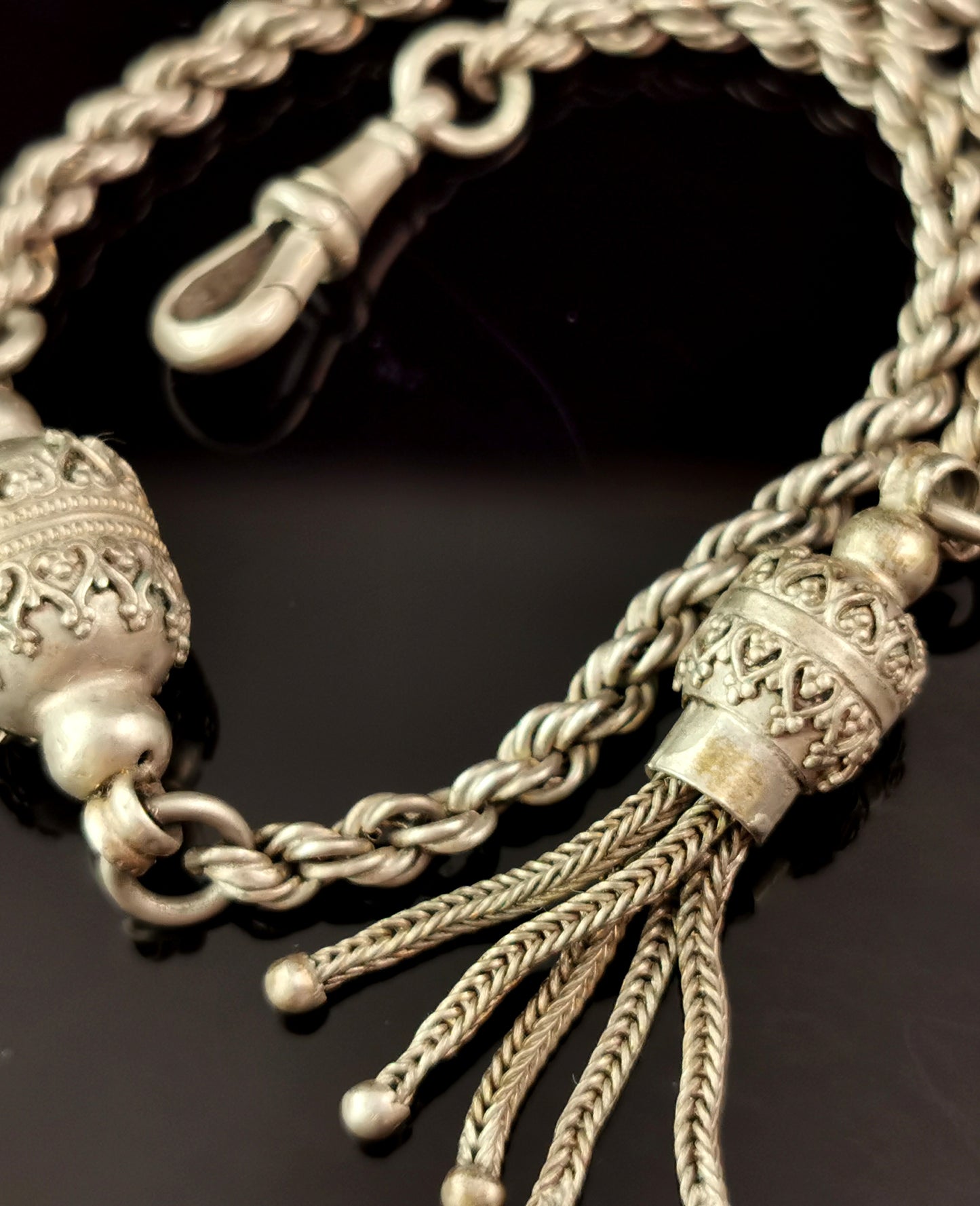 Antique Victorian silver plated Albertina chain