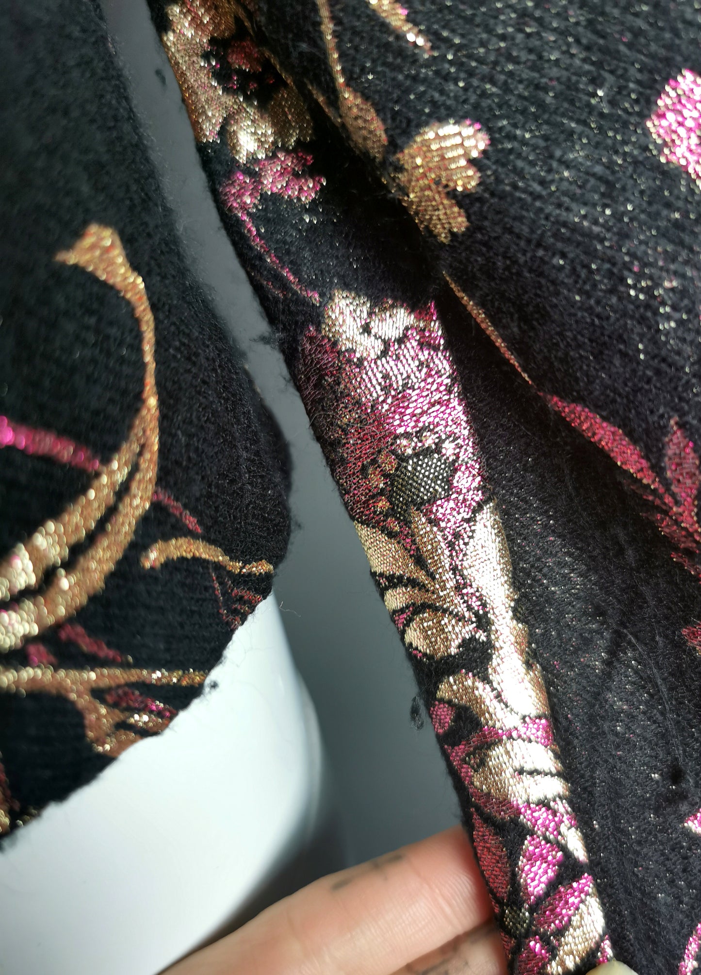 Vintage 80s Brocade jacket, cropped blazer, Metallic