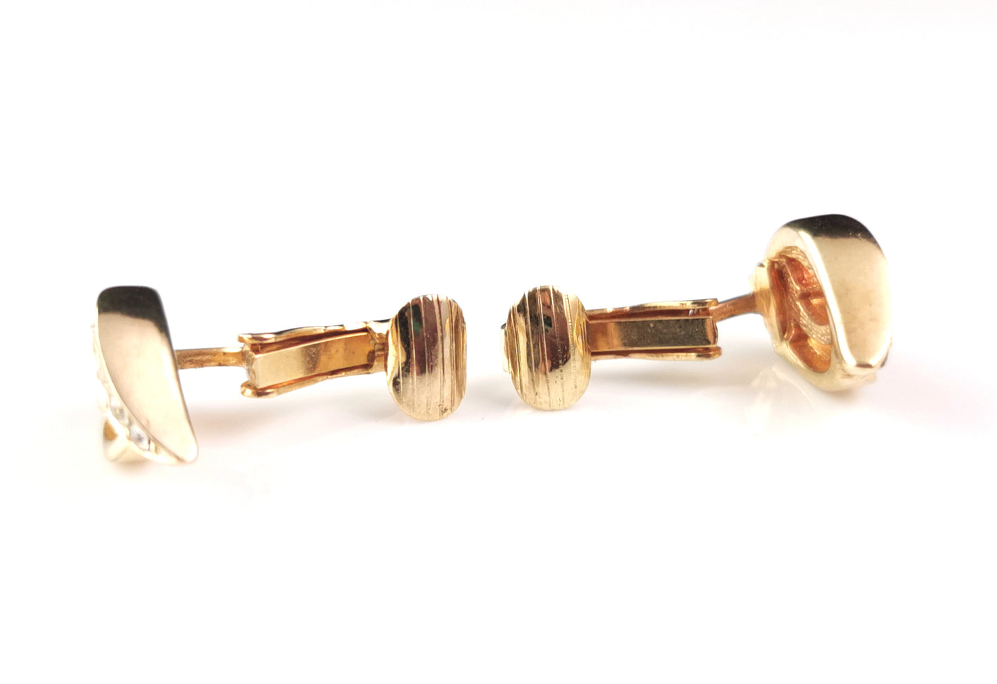Vintage Christian Dior clip on earrings, Shamrock, gold tone and paste
