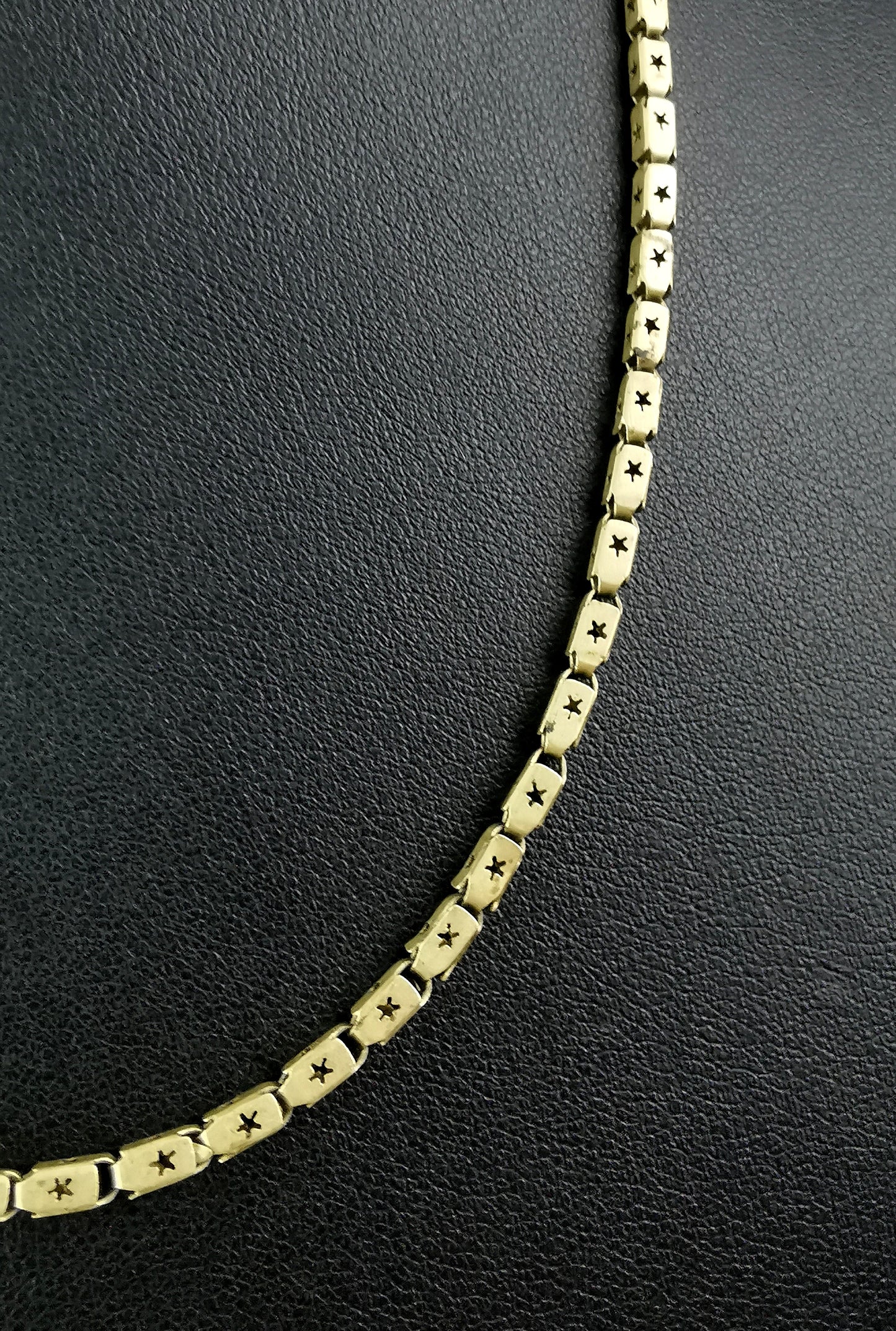Antique fancy star punch link chain necklace