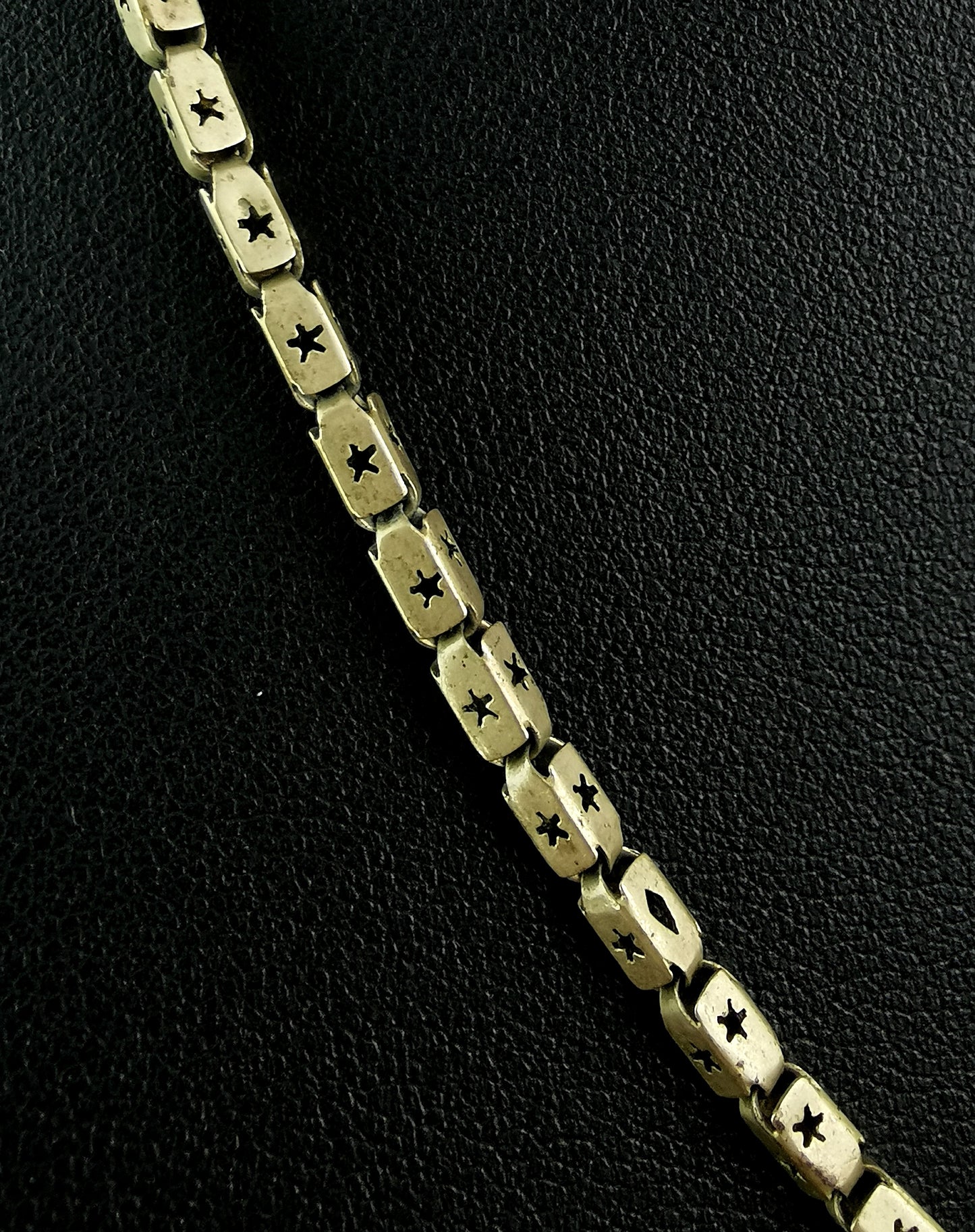 Antique fancy star punch link chain necklace