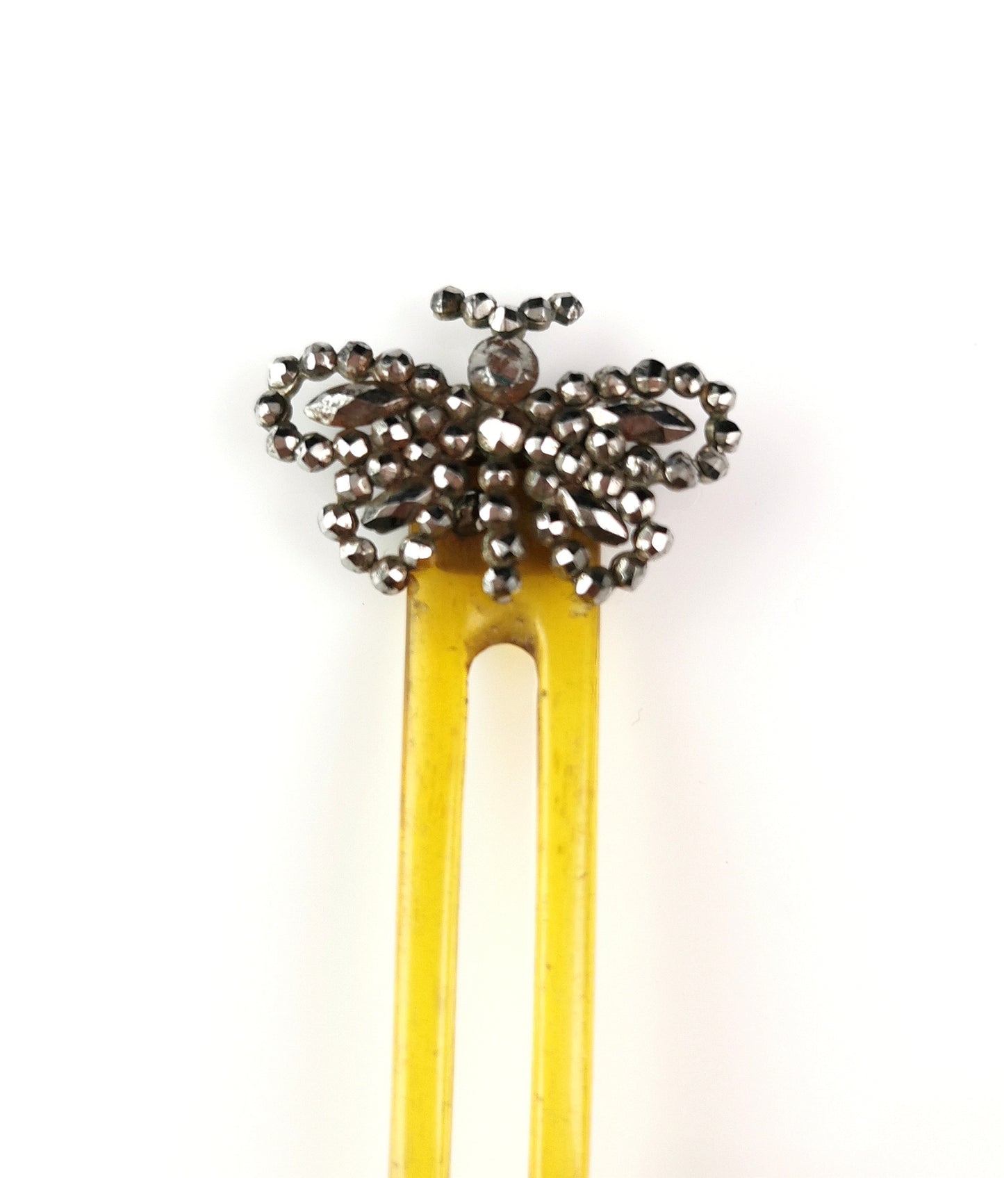 Antique cut steel Butterfly hair comb, Victorian