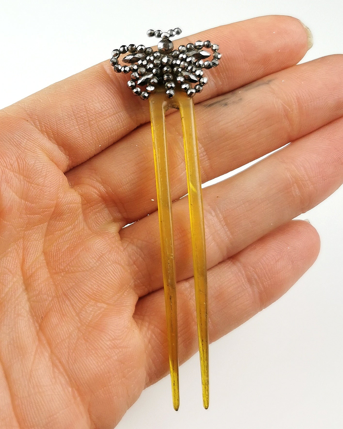 Antique cut steel Butterfly hair comb, Victorian