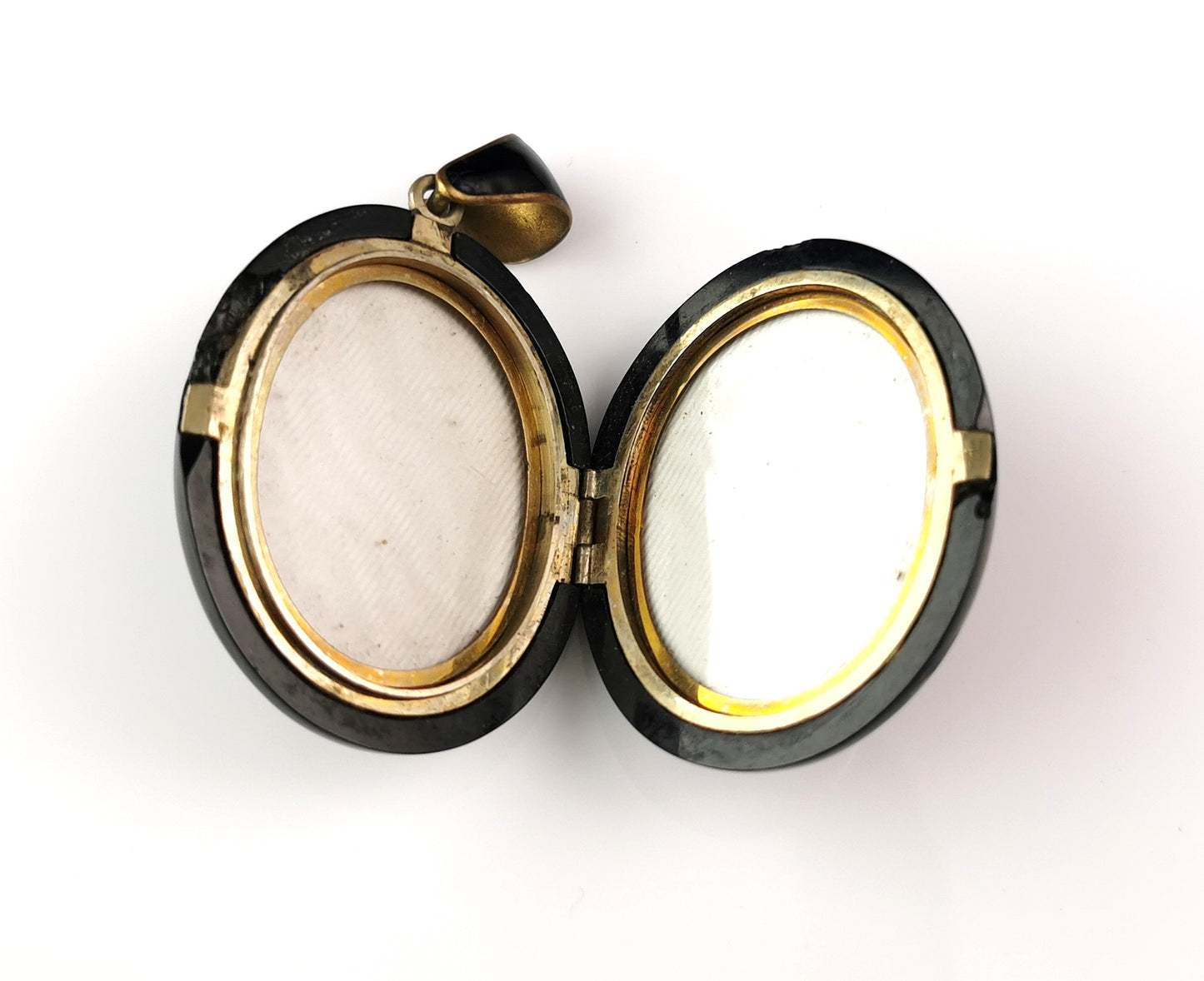 Antique Victorian Whitby Jet mourning locket, Mining