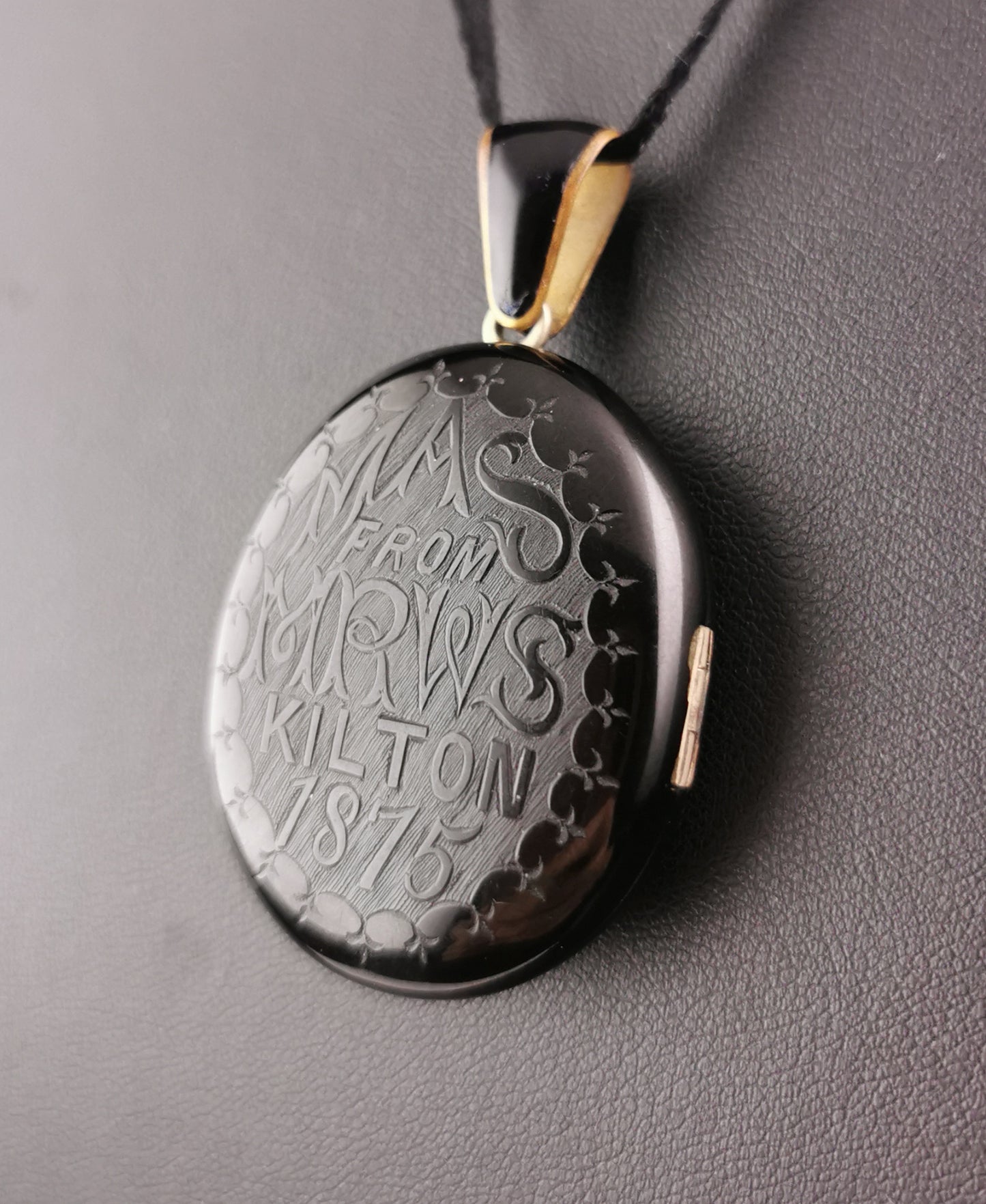 Antique Victorian Whitby Jet mourning locket, Mining