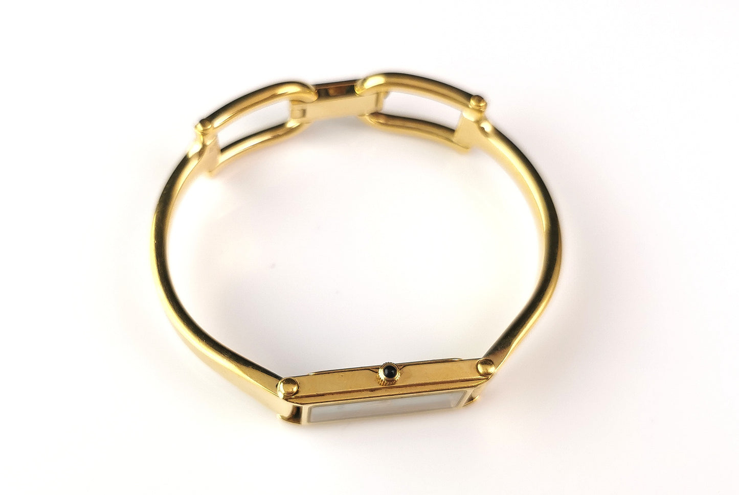 Vintage Gucci 1500l gold plated ladies wristwatch, Horsebit bangle strap