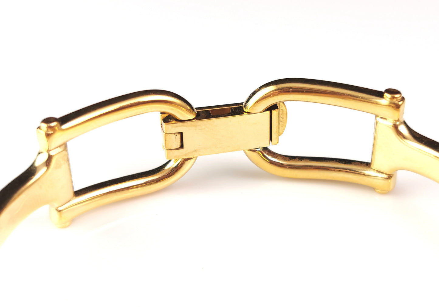 Vintage Gucci 1500l gold plated ladies wristwatch, Horsebit bangle strap