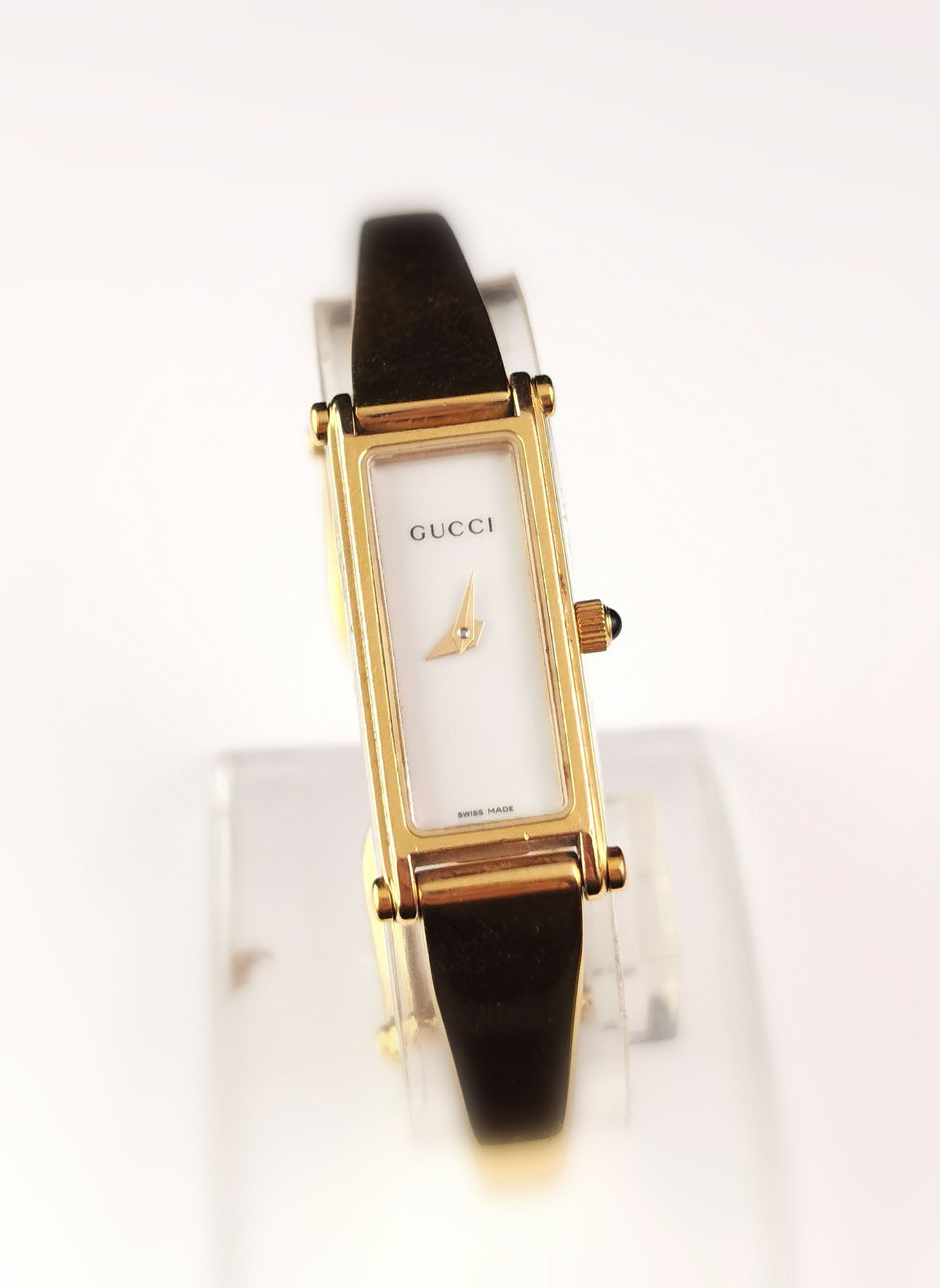 Vintage Gucci 1500l gold plated ladies wristwatch, Horsebit bangle strap
